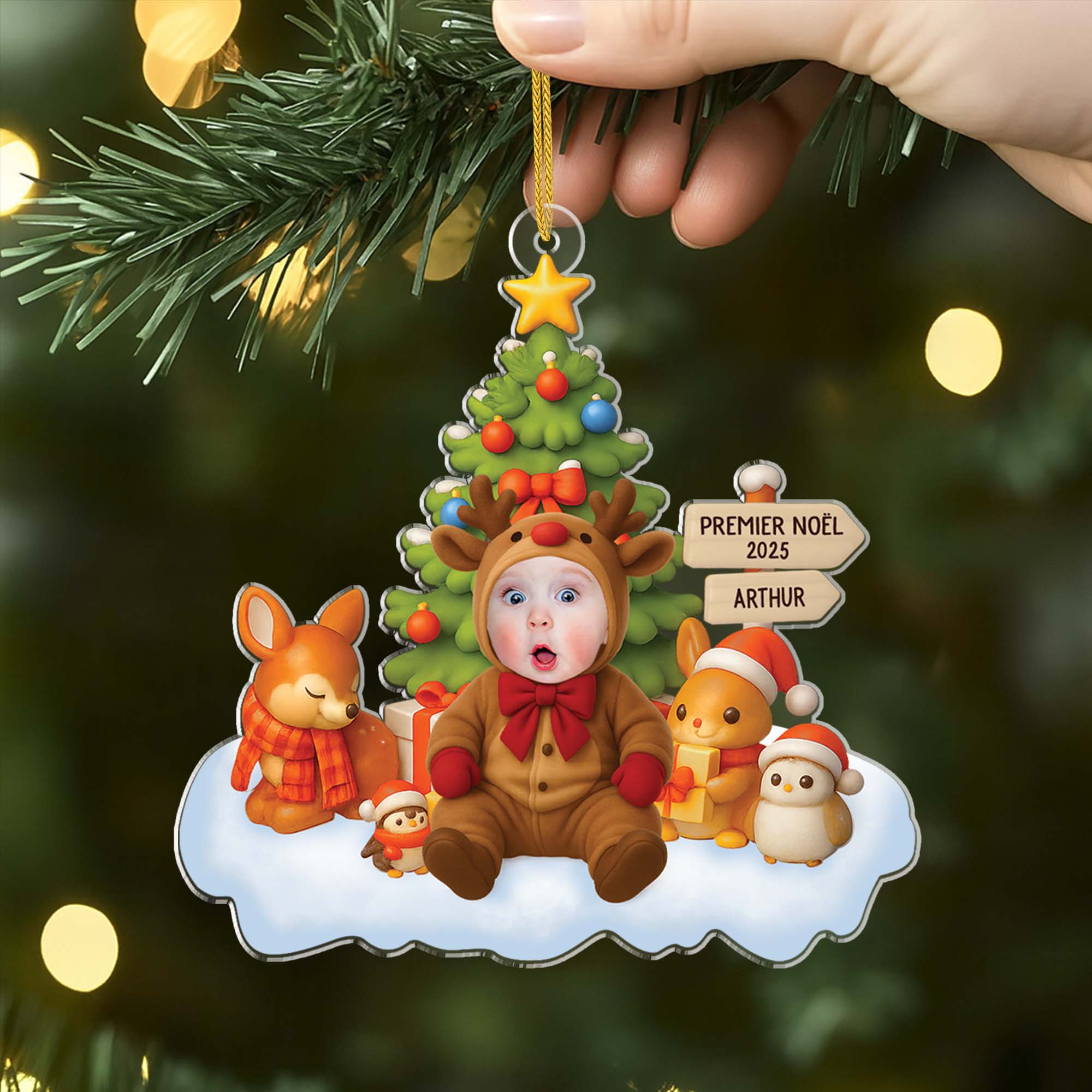 Ornement Noël En Acrylique Personnalisé Avec Visage - Premier Noël De Mon Enfant - Image 2