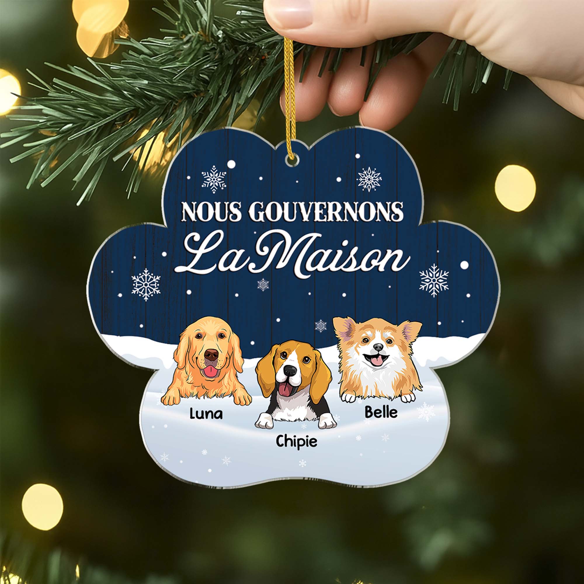Ornement Noël En Acrylique Personnalisé Chien - Nous Gouvernons La Maison Verson Neige - Image 2