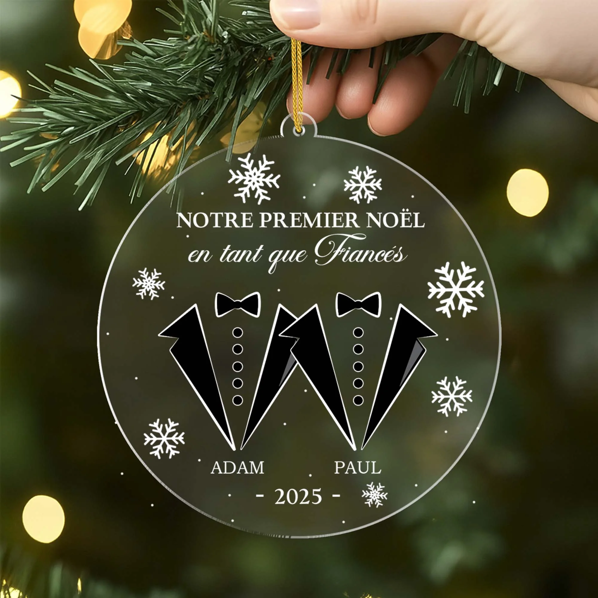 Ornement Noël En Acrylique Personnalisé Couple - Premier Noël Mariage - Image 2