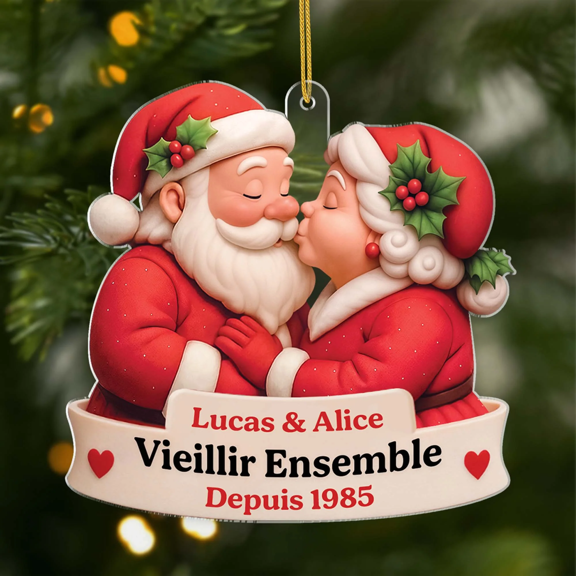 [Effet d'impression 3D] Ornement Noël En Acrylique Personnalisé Couple - Vieillir Ensemble