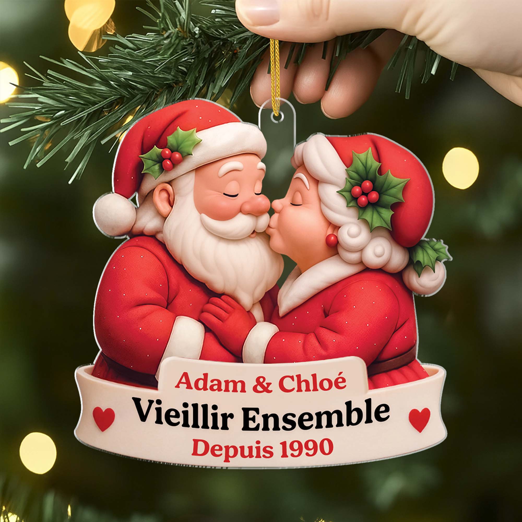 [Effet d'impression 3D] Ornement Noël En Acrylique Personnalisé Couple - Vieillir Ensemble - Image 2