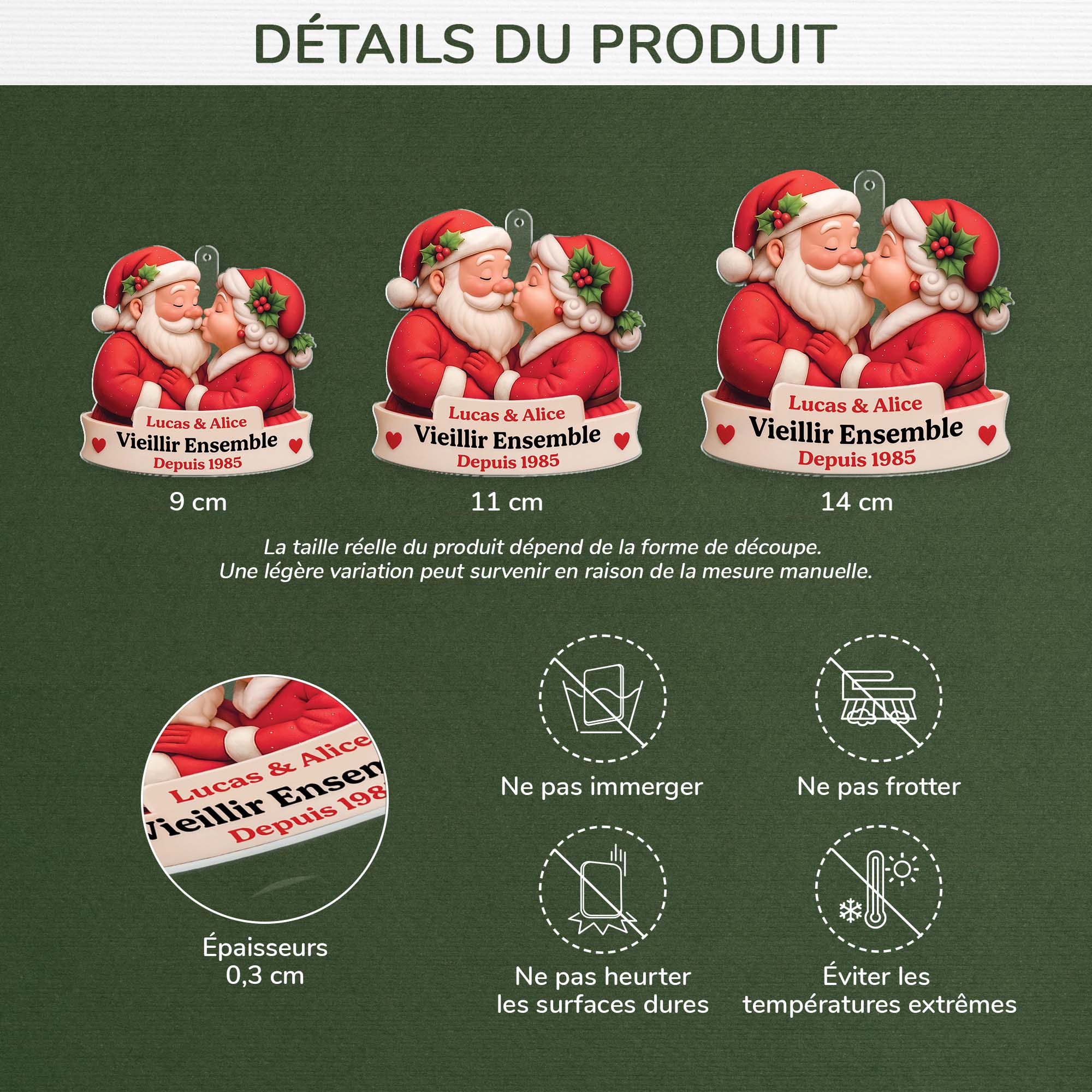 [Effet d'impression 3D] Ornement Noël En Acrylique Personnalisé Couple - Vieillir Ensemble - Image 3
