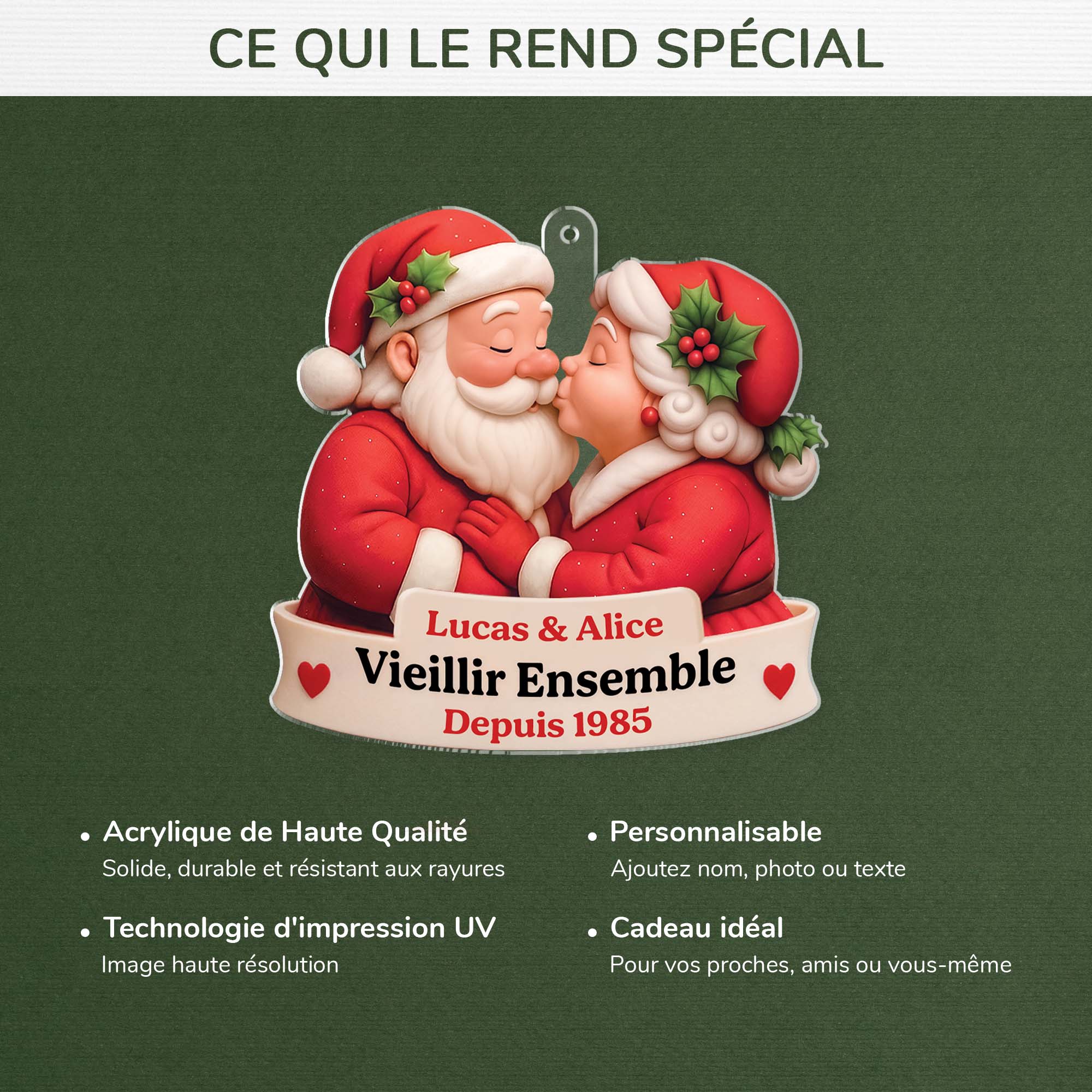 [Effet d'impression 3D] Ornement Noël En Acrylique Personnalisé Couple - Vieillir Ensemble - Image 4