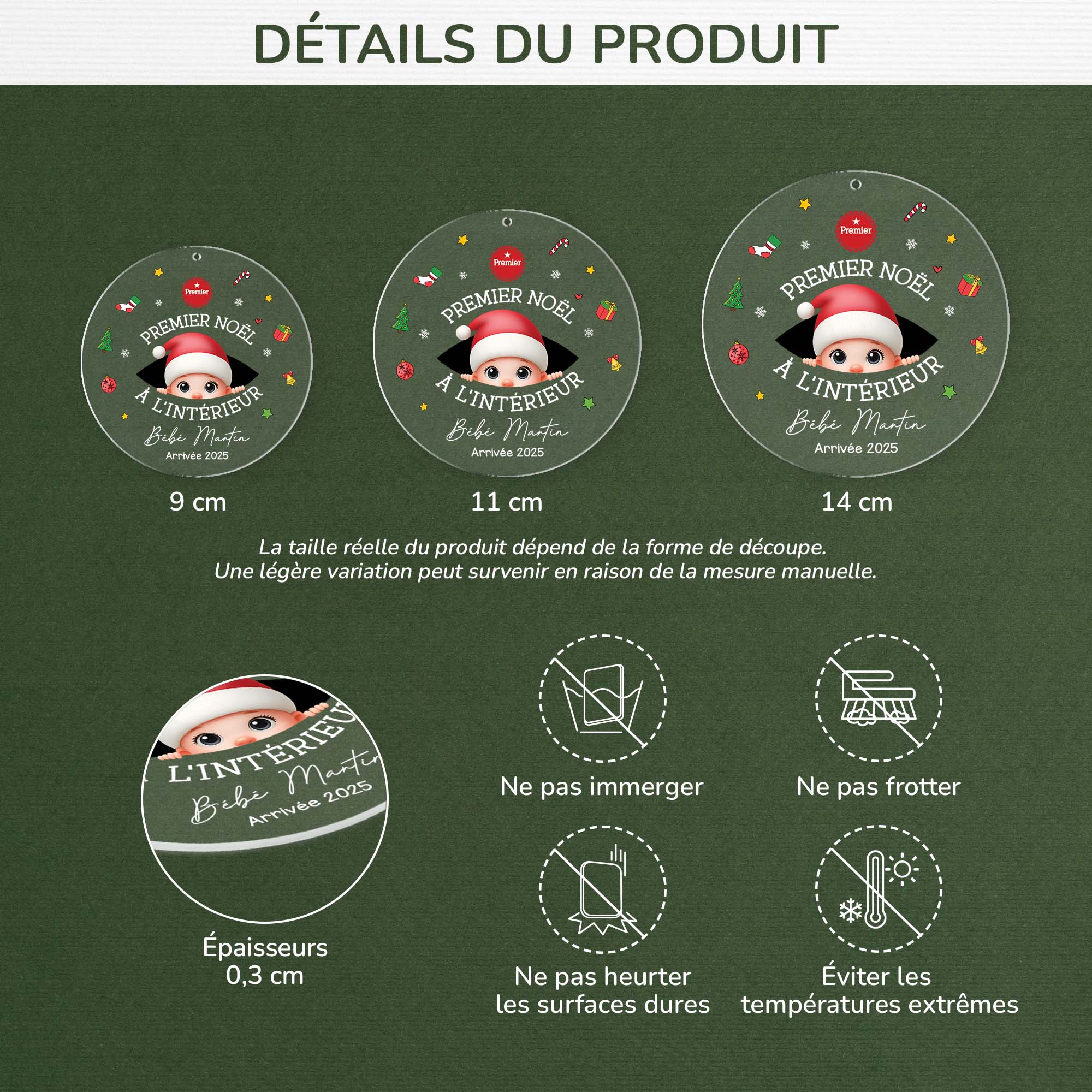 Ornement Noël En Acrylique Personnalisé Enfant - Mon Premier Noël À L'intérieur - Image 3