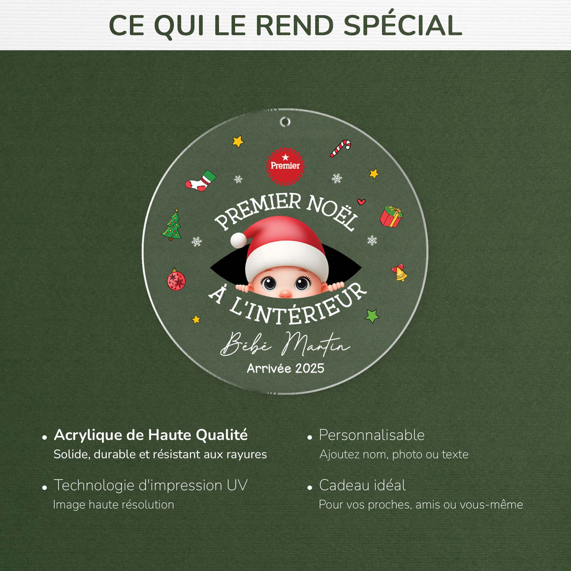 Ornement Noël En Acrylique Personnalisé Enfant - Mon Premier Noël À L'intérieur - Image 4