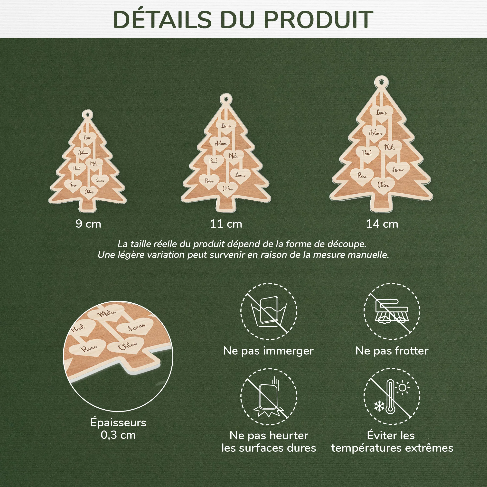 Ornement Noël En Acrylique Personnalisé Famille Avec Prénom - Notre Sapin Avec Cœur - Image 3