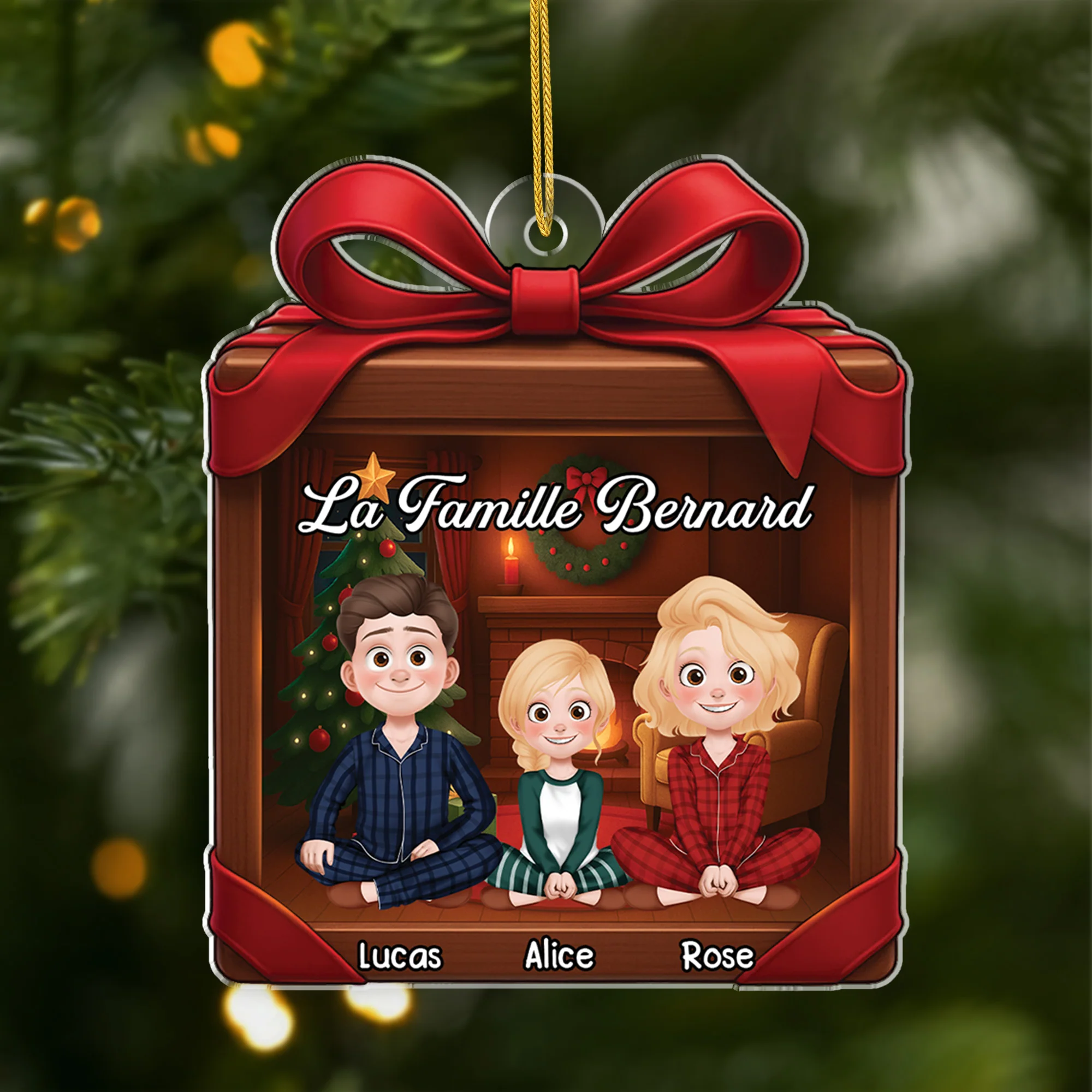 Ornement Noël En Acrylique Personnalisé Famille - Notre Coffret Cadeau De Noël