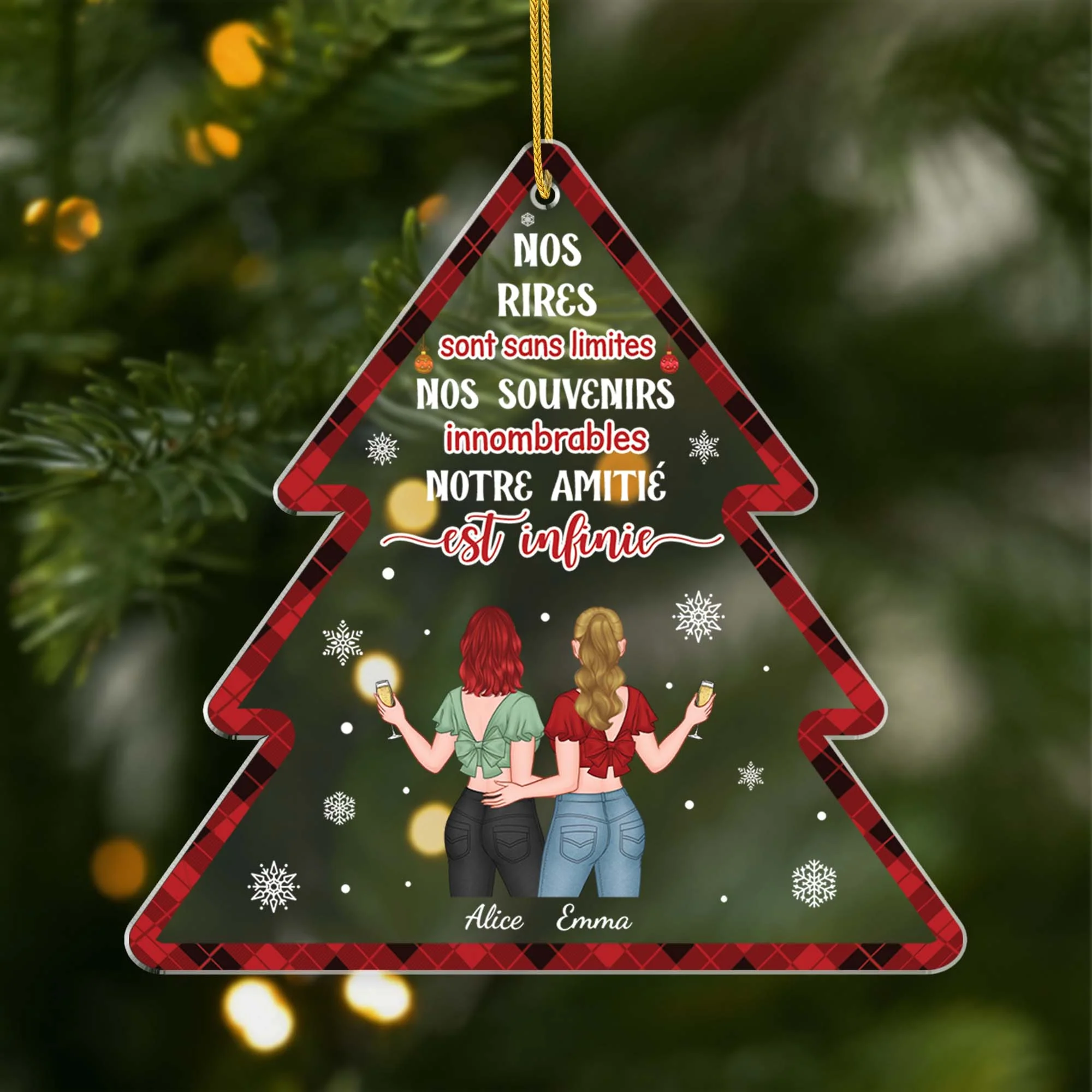 Ornement Noël En Acrylique Personnalisé Femme - Notre Amitié Infinie Version Sapin