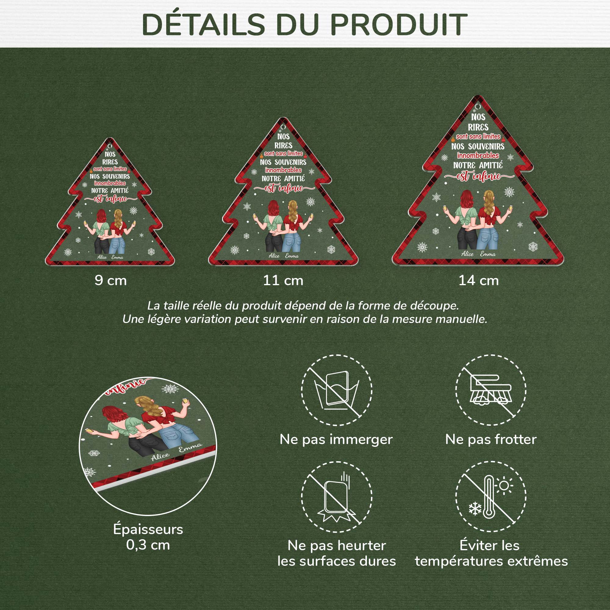 Ornement Noël En Acrylique Personnalisé Femme - Notre Amitié Infinie Version Sapin - Image 3