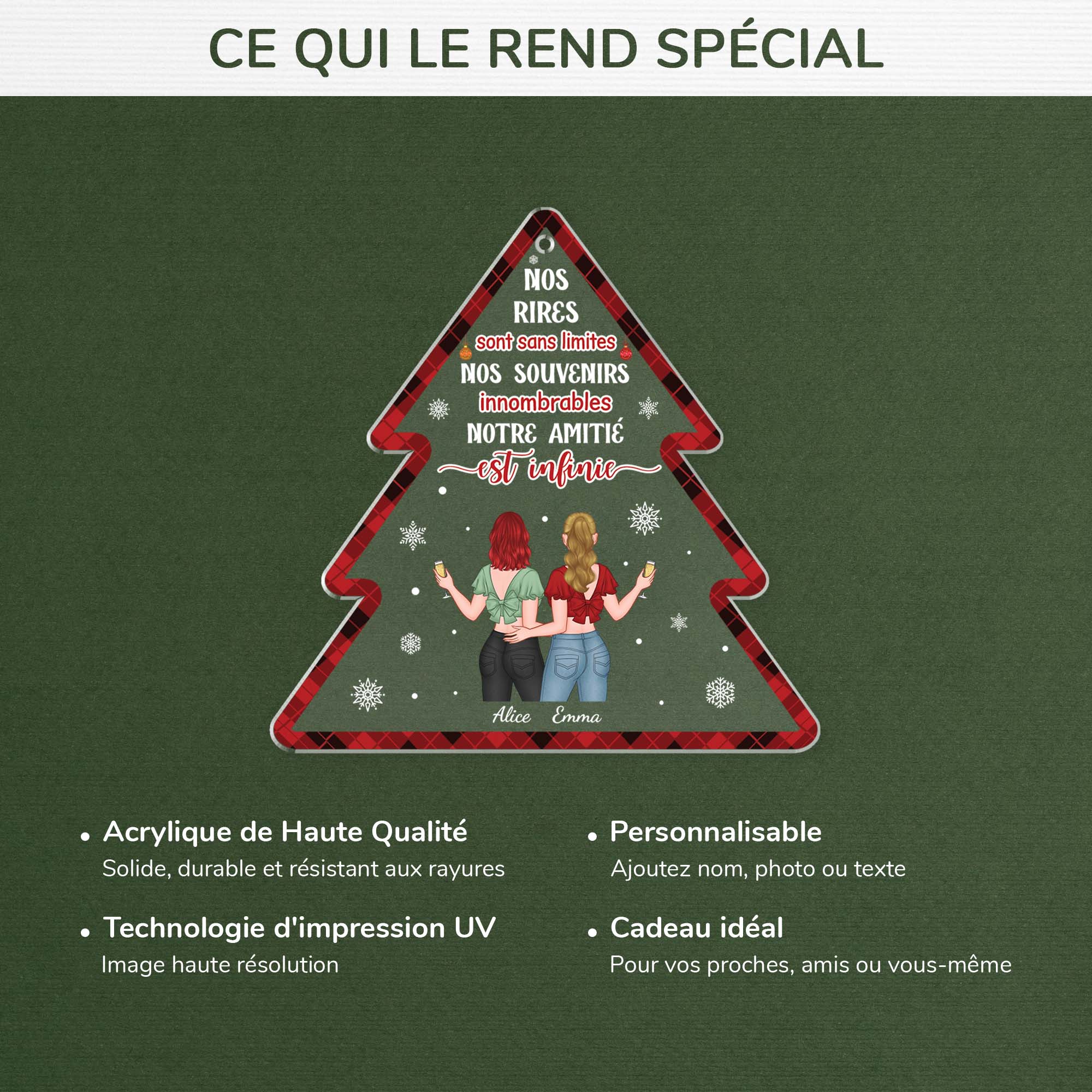 Ornement Noël En Acrylique Personnalisé Femme - Notre Amitié Infinie Version Sapin - Image 4