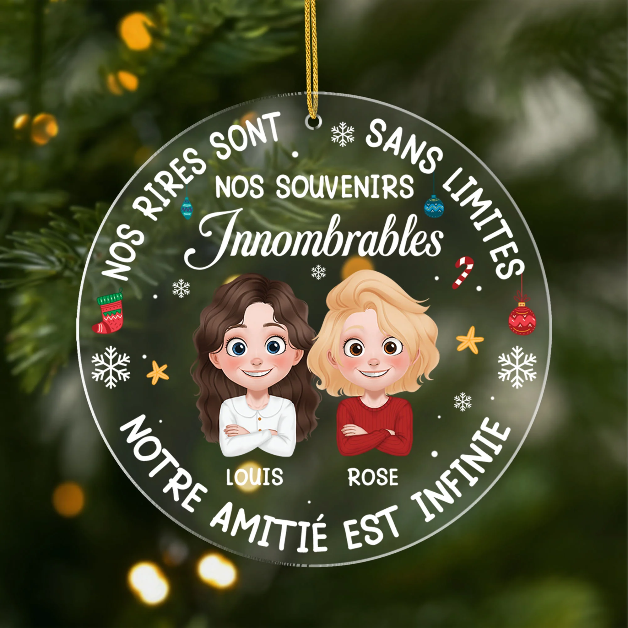 Ornement Noël En Acrylique Personnalisé - Notre Amitié Est Infinie
