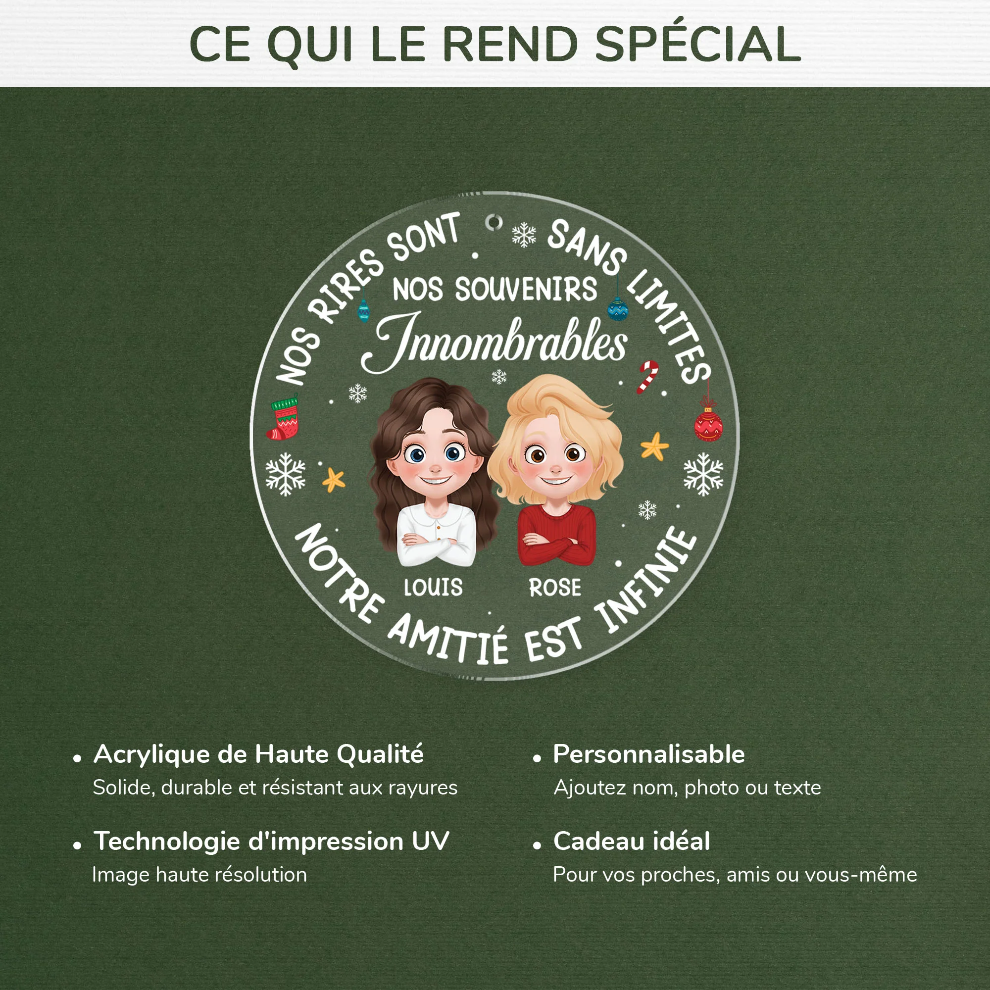 Ornement Noël En Acrylique Personnalisé - Notre Amitié Est Infinie - Image 4