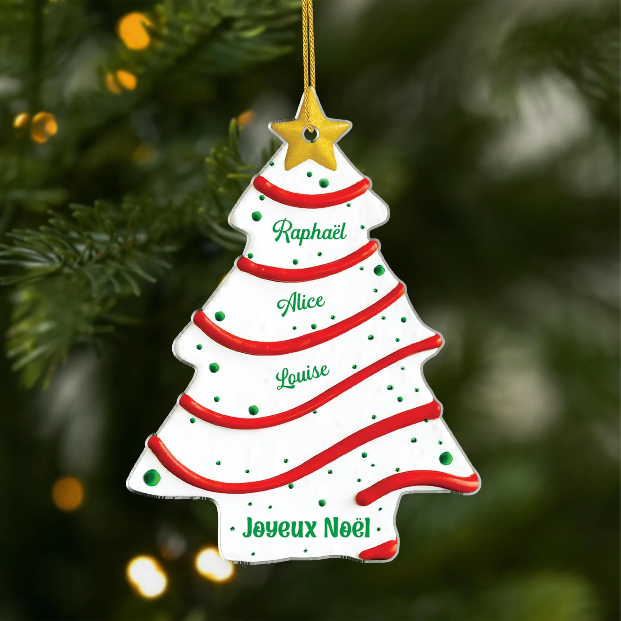 [Effet d'impression 3D] Ornement Noël En Acrylique Personnalisé - Joyeux Noël Sapin Avec Prénom