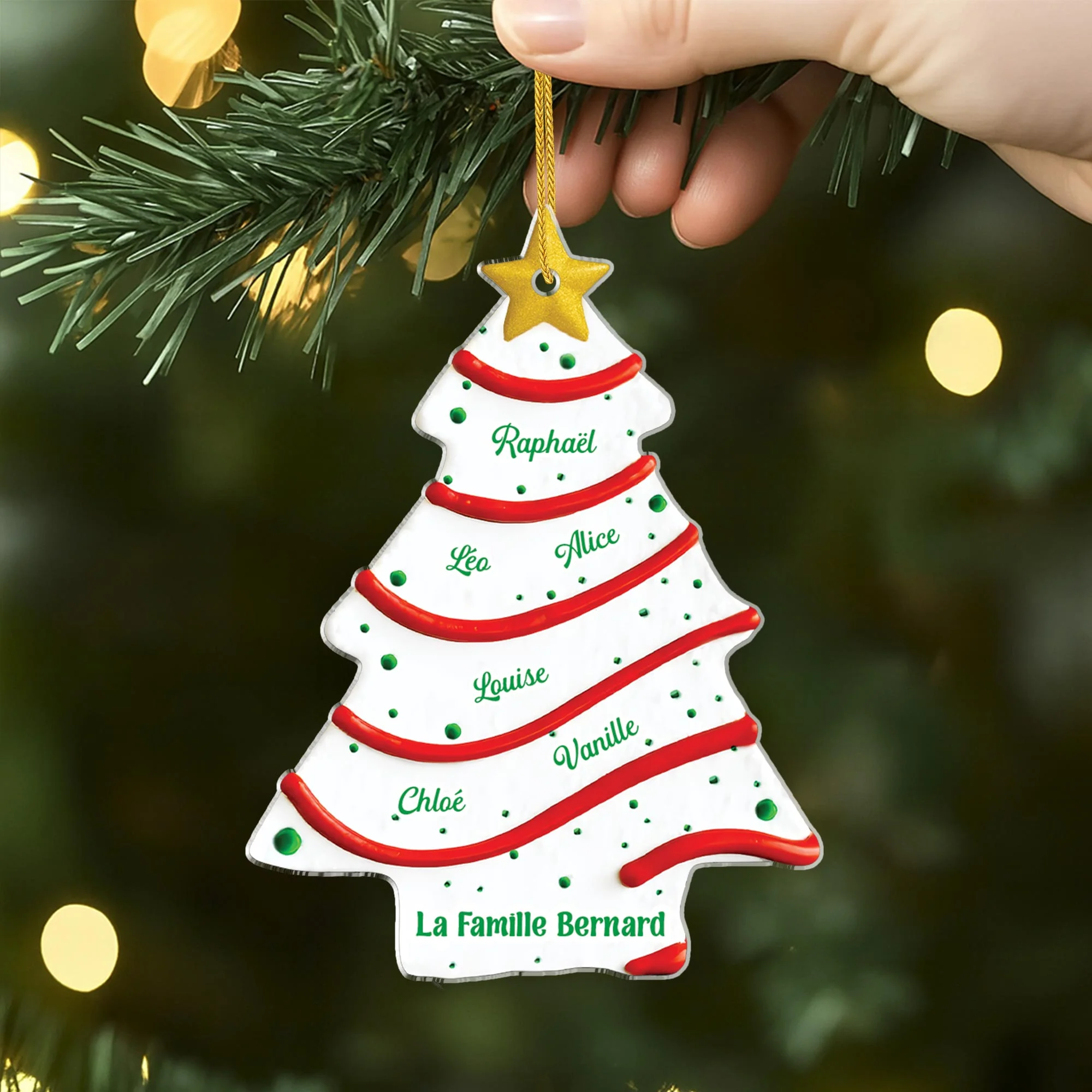 [Effet d'impression 3D] Ornement Noël En Acrylique Personnalisé - Joyeux Noël Sapin Avec Prénom - Image 2