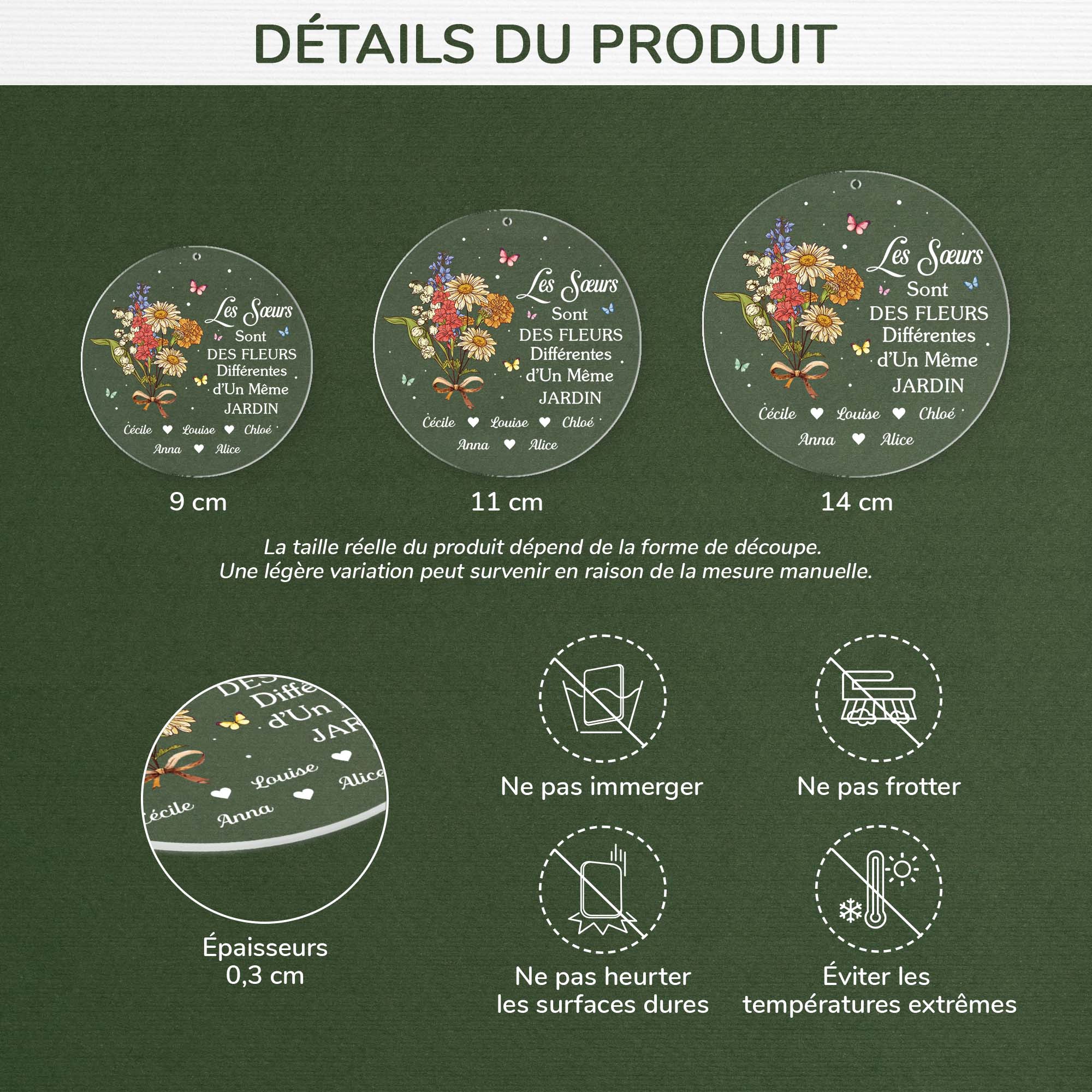 Ornement Noël En Acrylique Personnalisé Pour Amie - Sœurs Sont Des Fleurs Différentes - Image 3