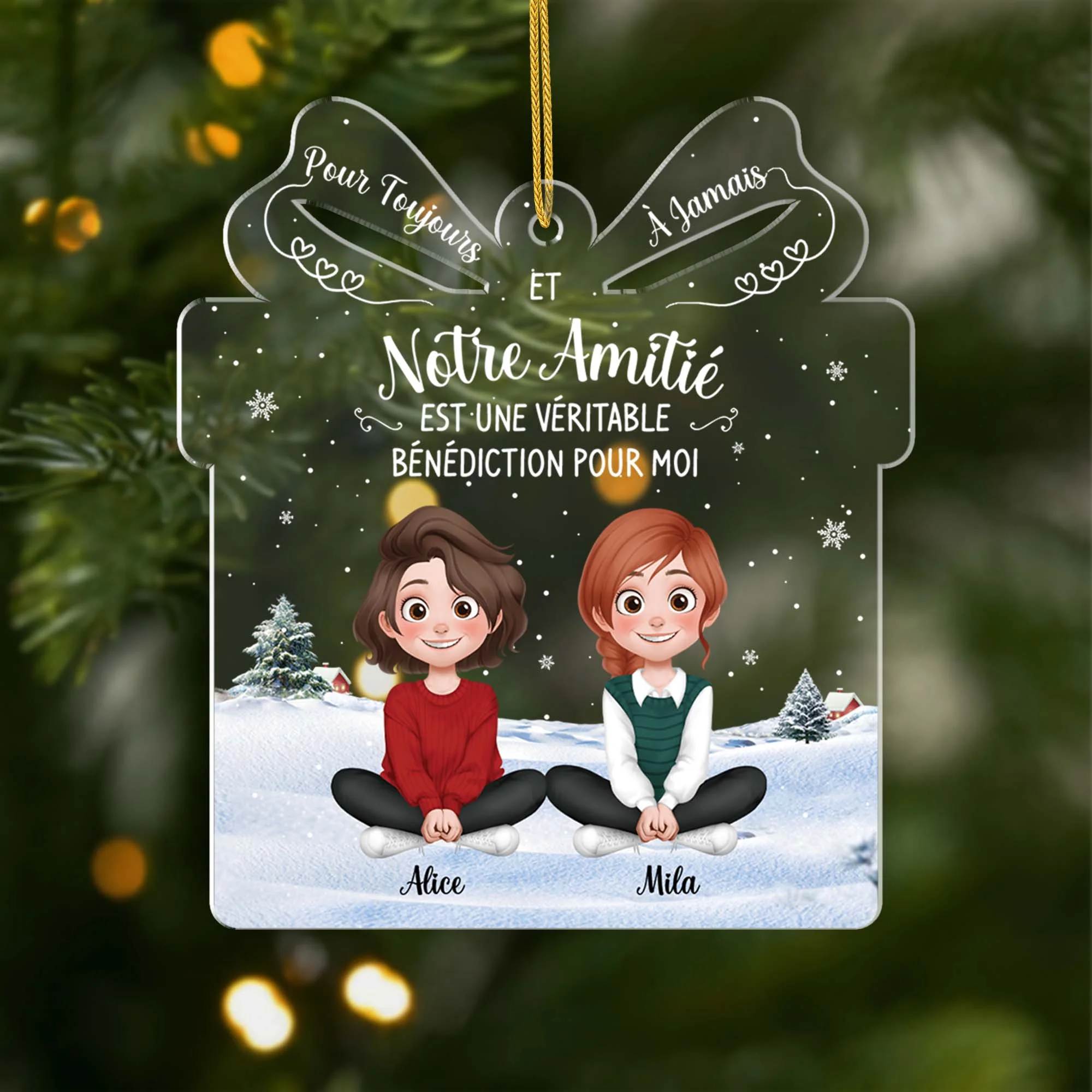 Ornement Noël En Acrylique Personnalisé Pour Femme - Amitié Pour Toujours