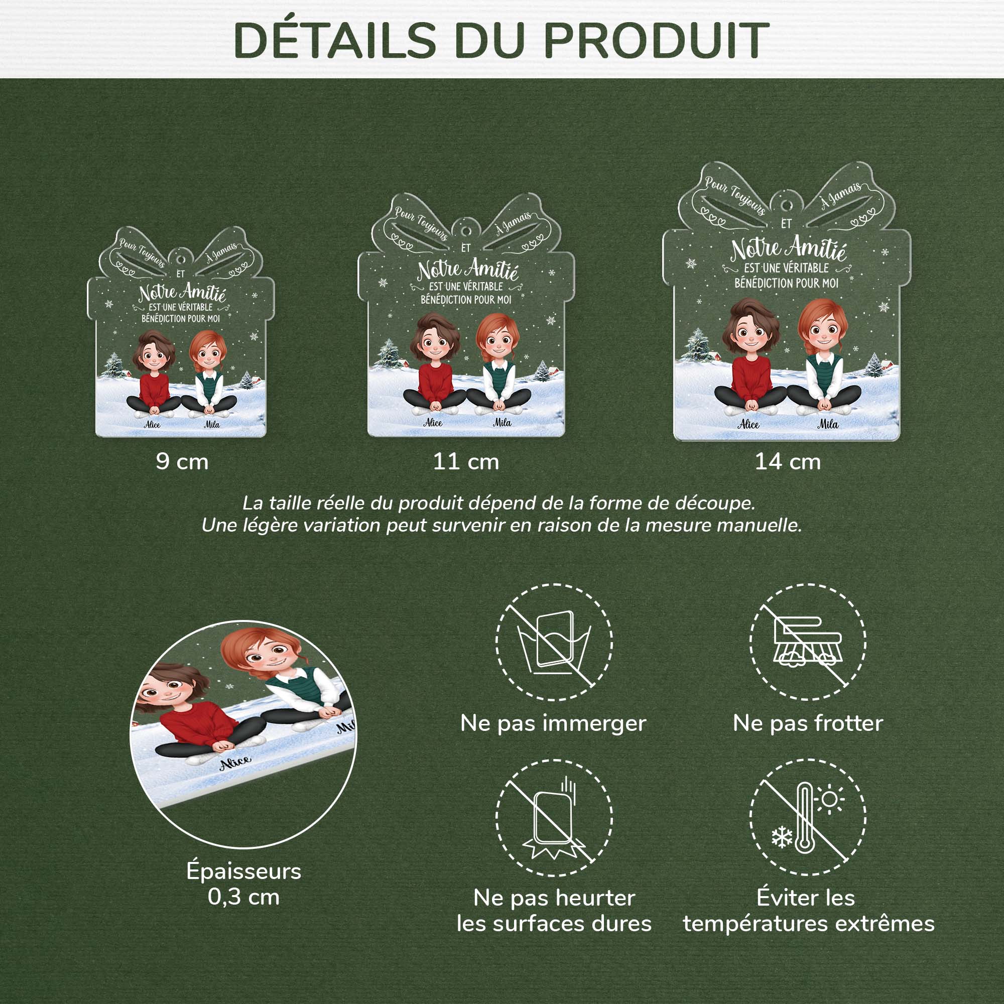 Ornement Noël En Acrylique Personnalisé Pour Femme - Amitié Pour Toujours - Image 3