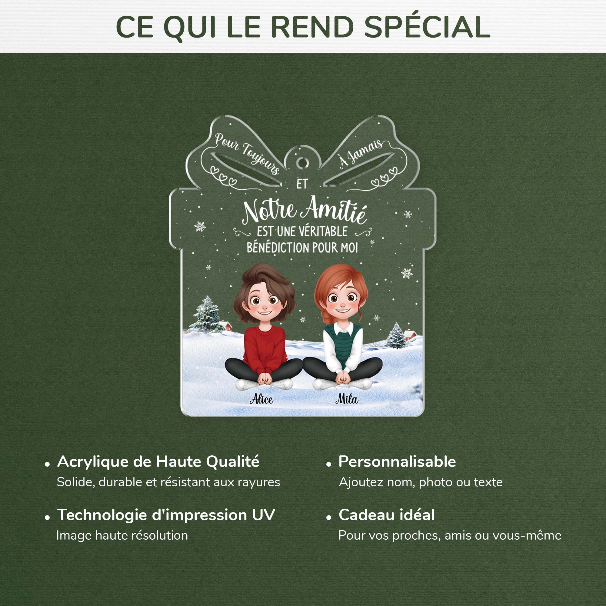 Ornement Noël En Acrylique Personnalisé Pour Femme - Amitié Pour Toujours - Image 4