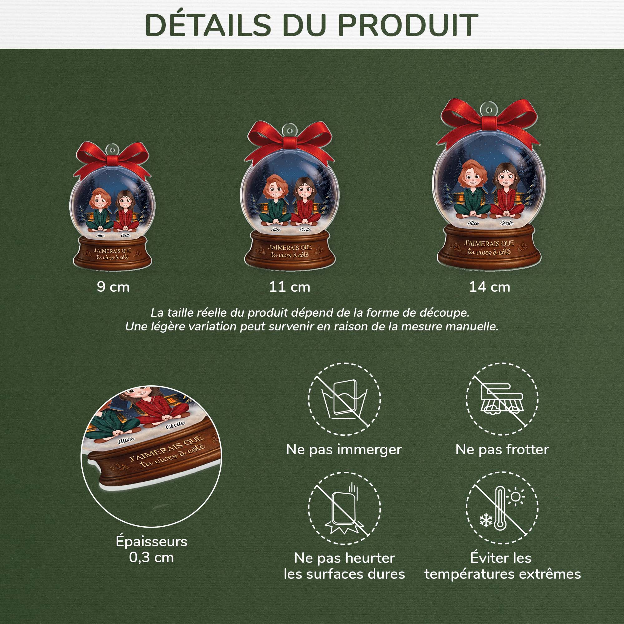 Ornement Noël En Acrylique Personnalisé Pour Femme - J’aimerais Que Tu Vives À Côté - Image 3