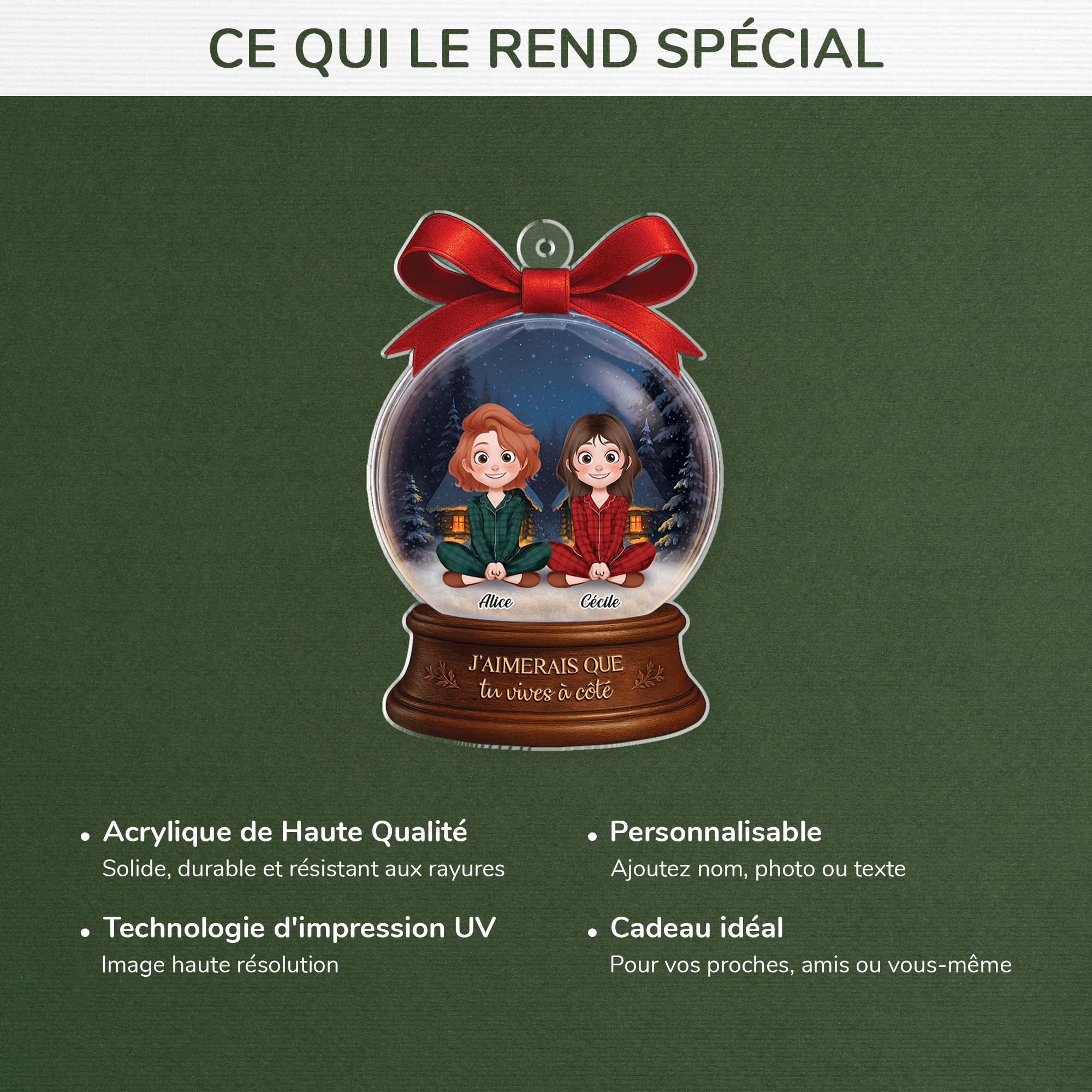 Ornement Noël En Acrylique Personnalisé Pour Femme - J’aimerais Que Tu Vives À Côté - Image 4