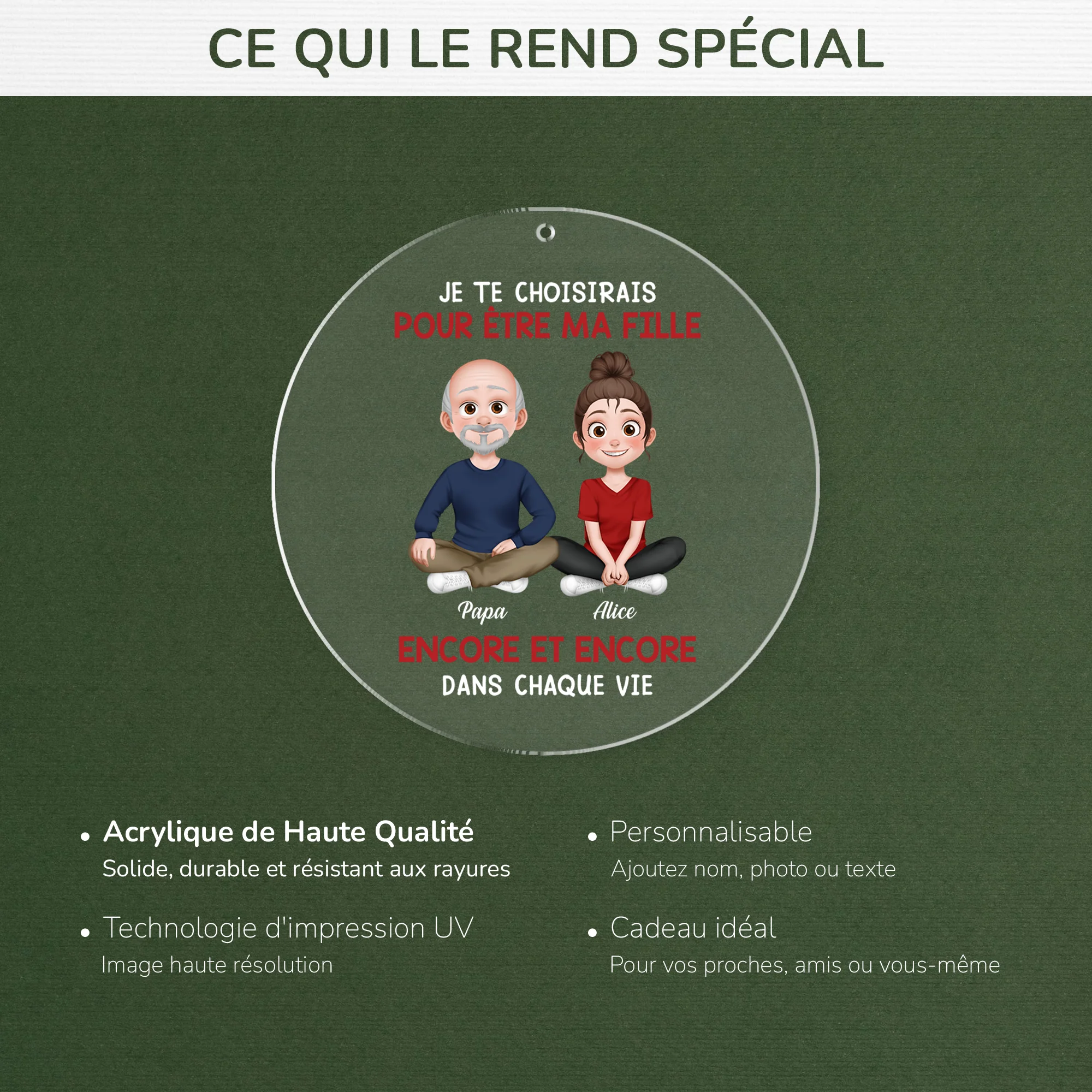 Ornement Noël En Acrylique Personnalisé - Je Te Choisirais Pour Être Ma Fille - Image 4