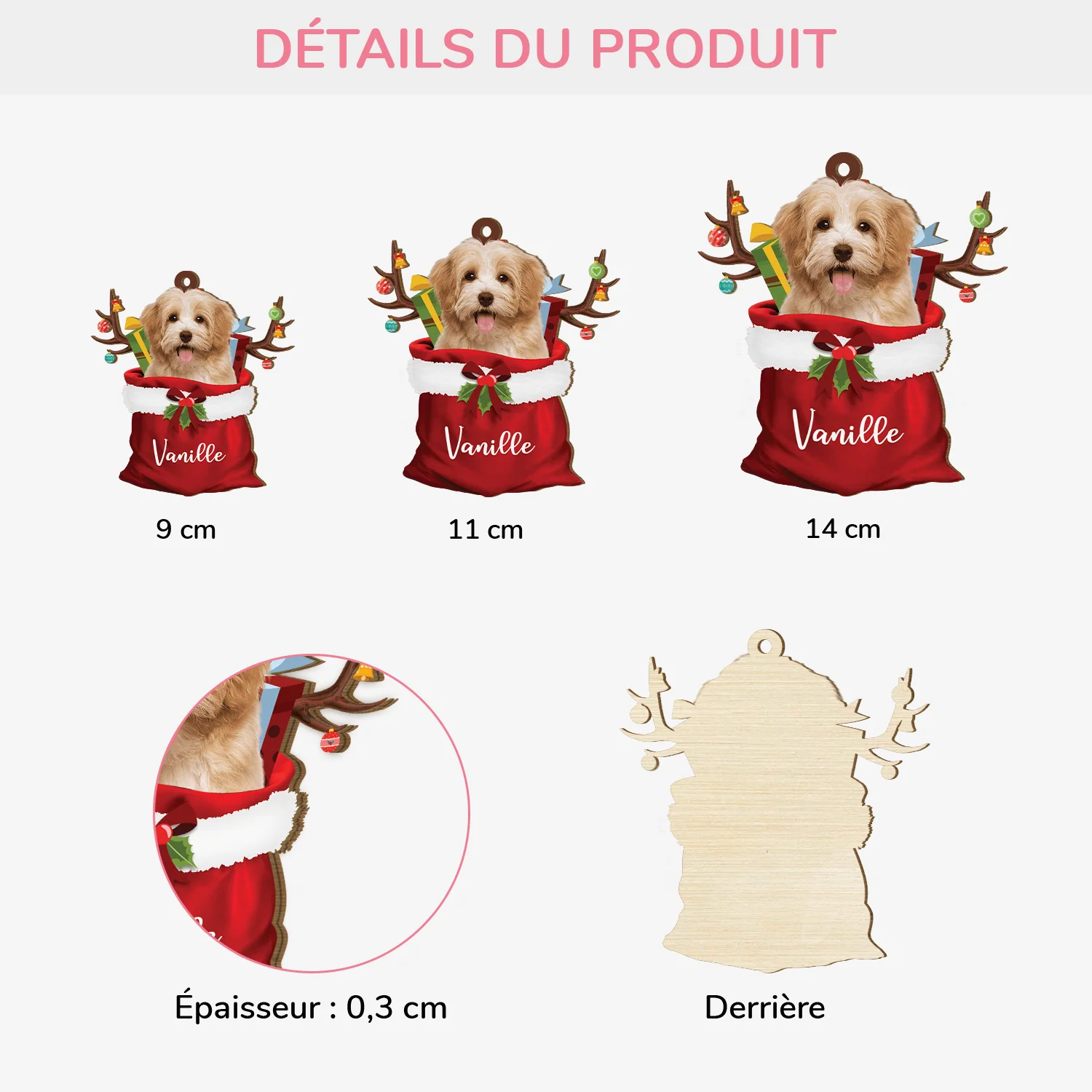 Ornement En Bois À 1 Couche Personnalisé Chien - Cadeaux De Noël Personnalisés - Image 3