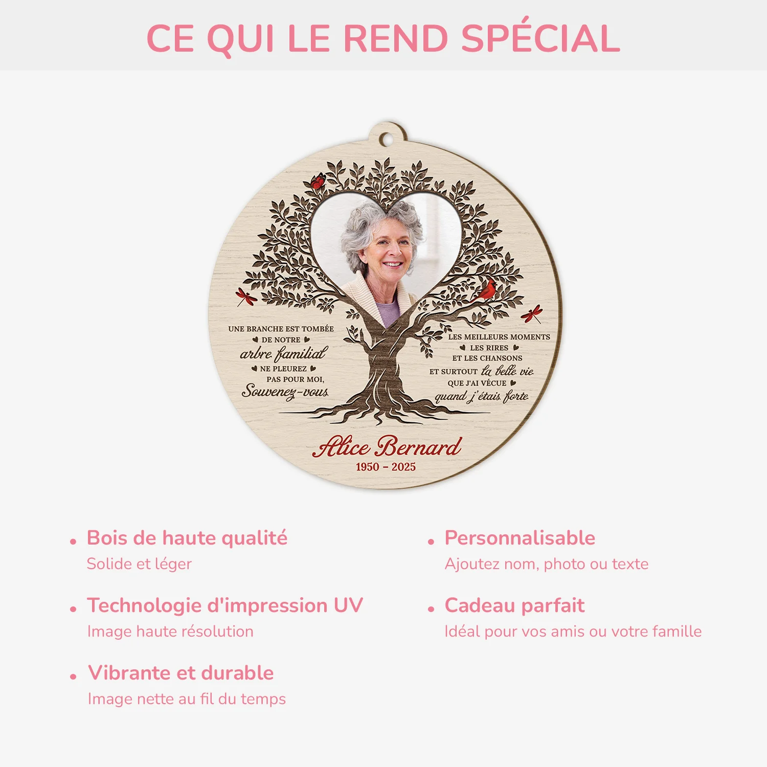 Ornement Noël En Bois À 1 Couche Personnalisé Commémoratif Avec Photo - Ne Pleurez Pas Pour Moi - Image 4