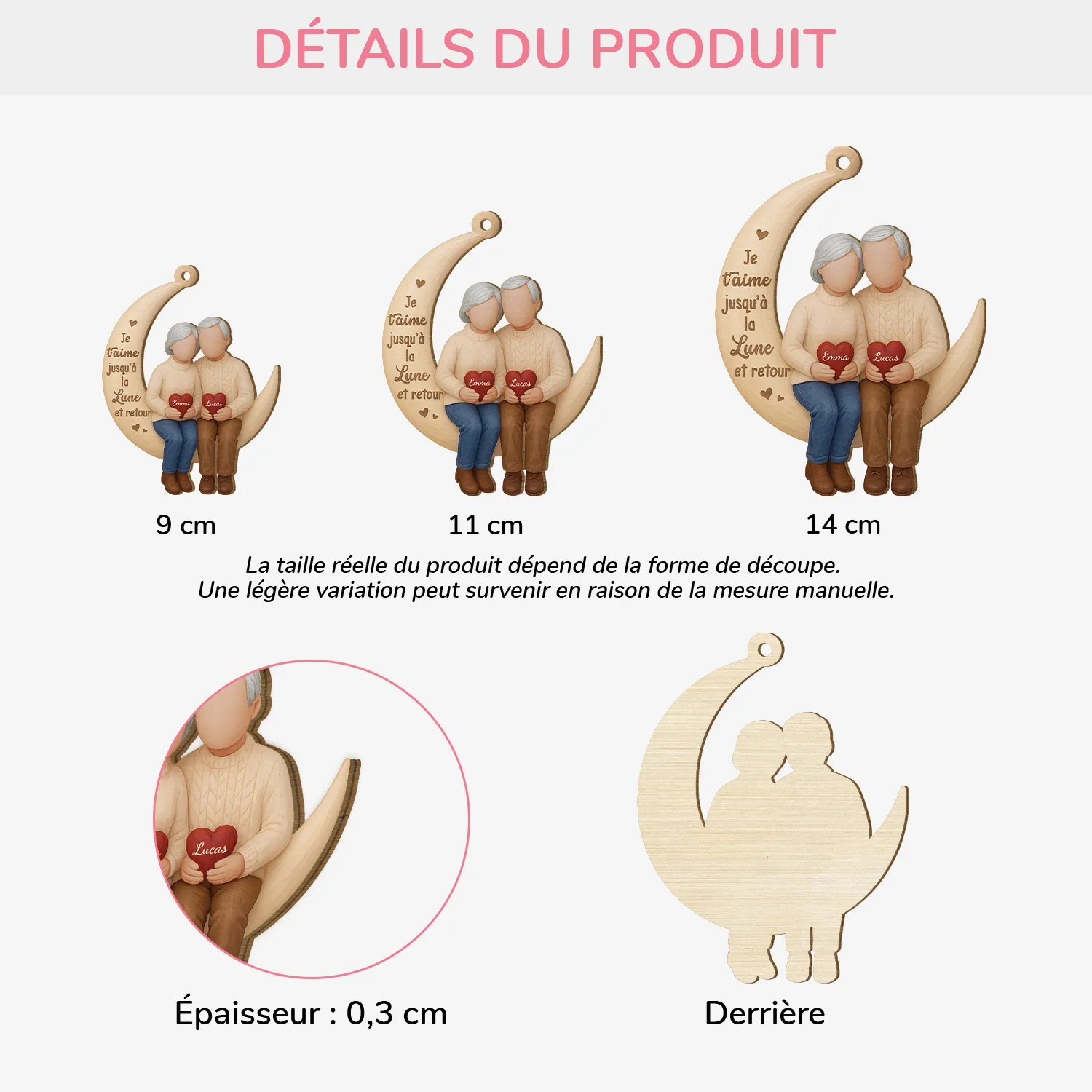 Ornement Noël En Bois À 1 Couche Personnalisé Couple - Mon Endroit Préféré Est À Tes Côtés - Image 3