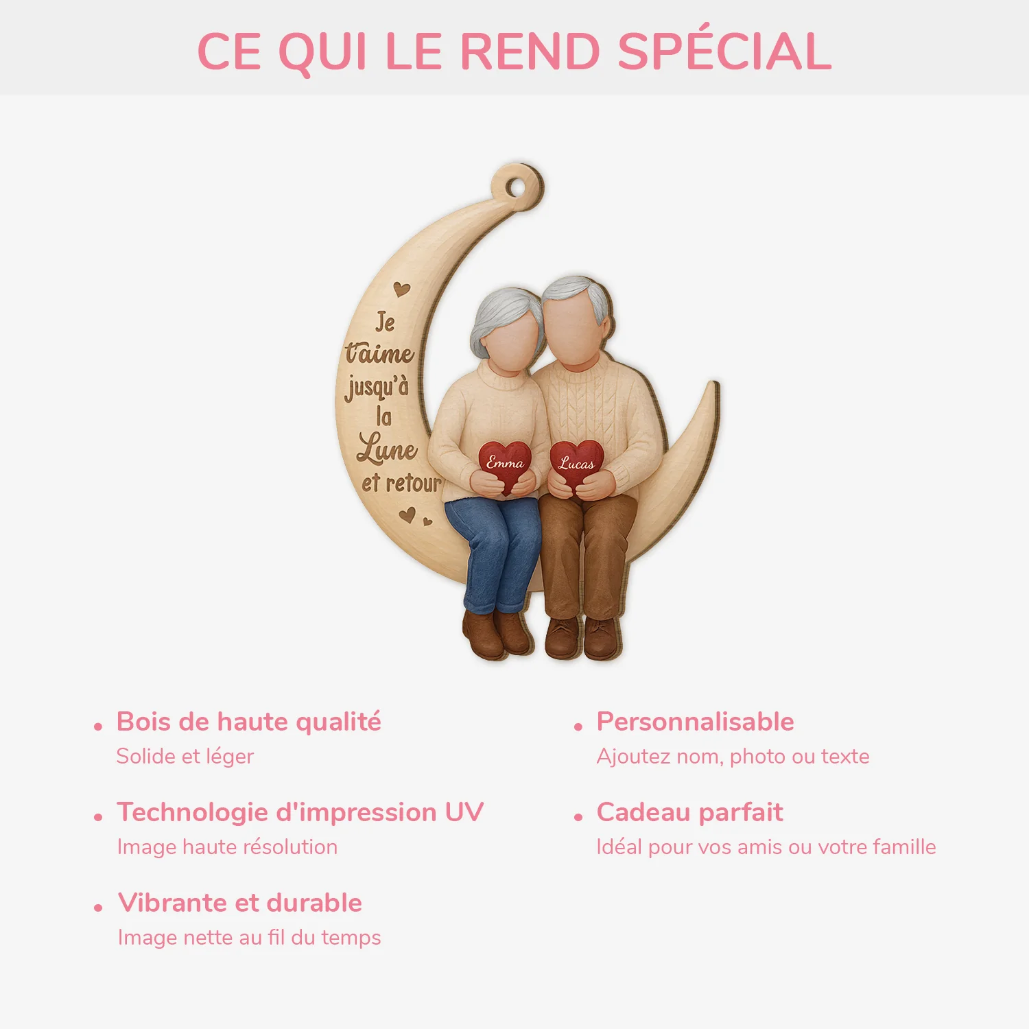 Ornement Noël En Bois À 1 Couche Personnalisé Couple - Mon Endroit Préféré Est À Tes Côtés - Image 4