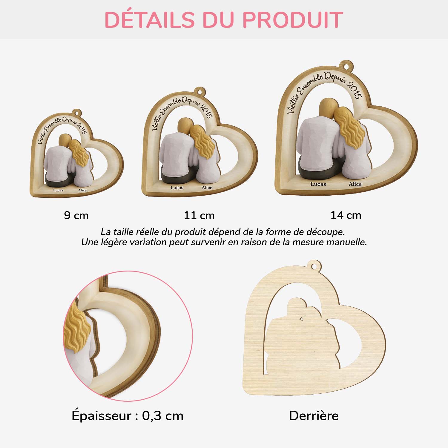 Ornement Noël En Bois À 1 Couche Personnalisé Couple - Toi & Moi Vieillir Ensemble - Image 3