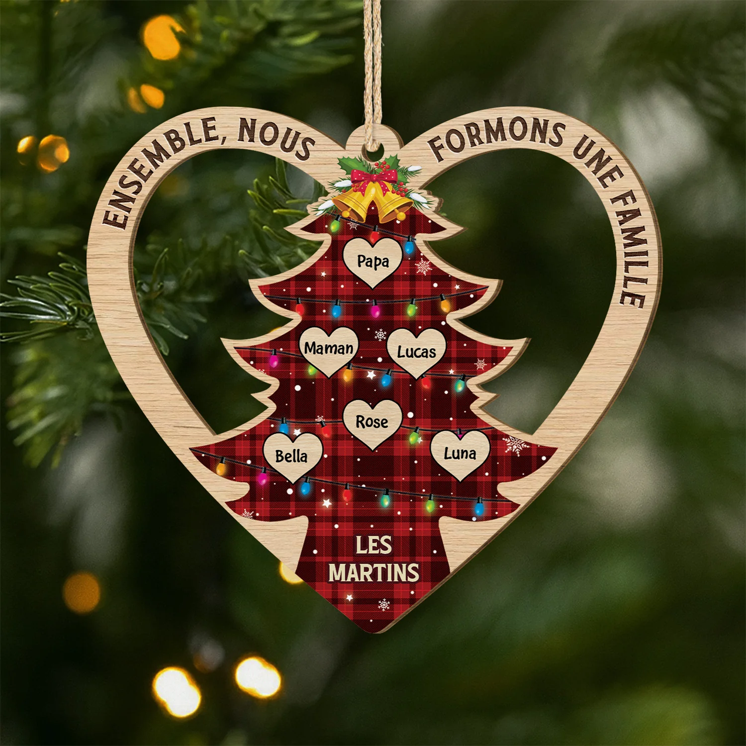 Ornement Noël En Bois À 1 Couche Personnalisé - Ensemble Nous Formons Une Famille