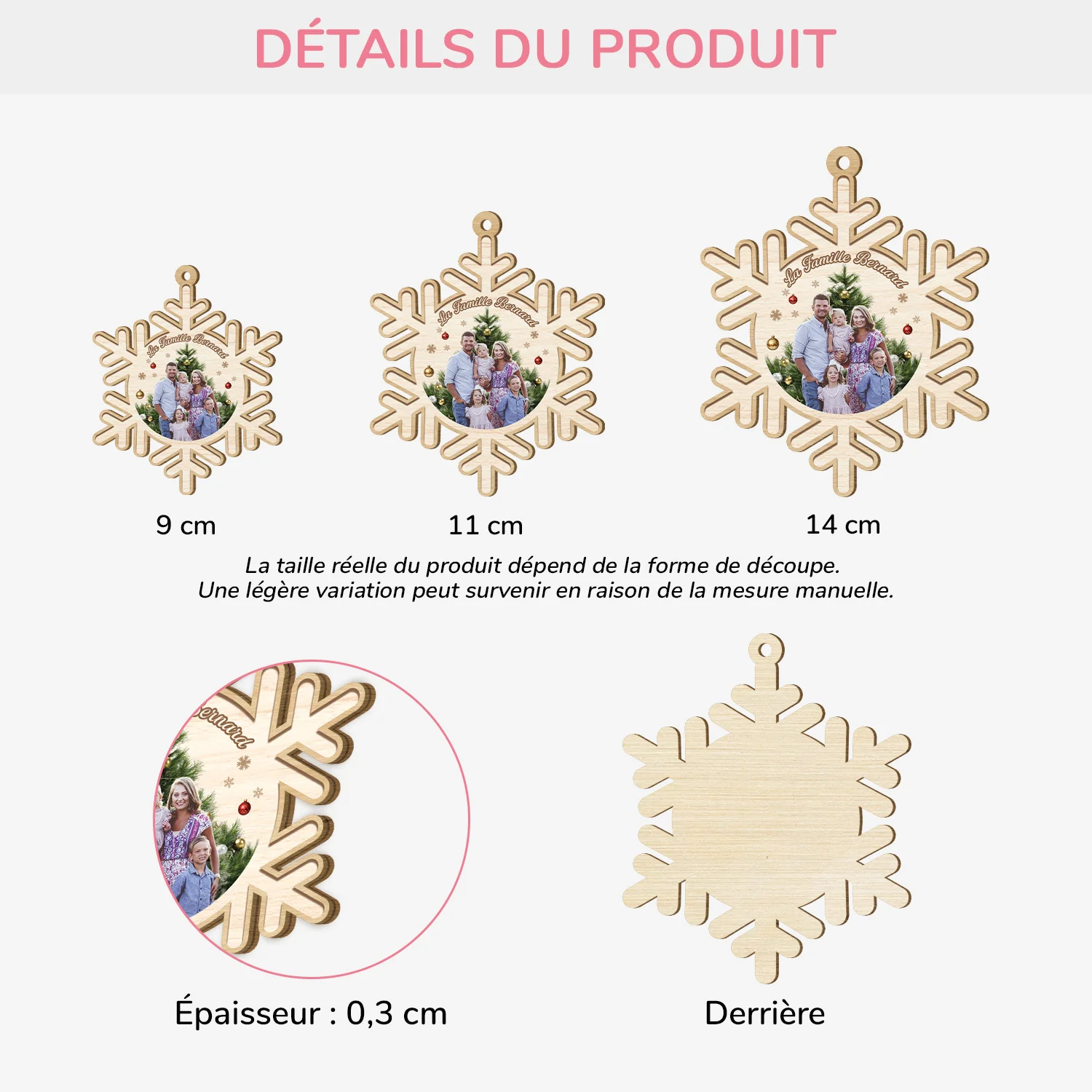 Ornement Noël En Bois À 1 Couche Personnalisé Famille - Notre Famille De Neige - Image 3