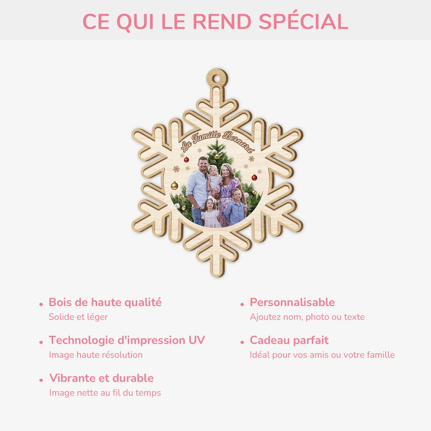 Ornement Noël En Bois À 1 Couche Personnalisé Famille - Notre Famille De Neige - Image 4