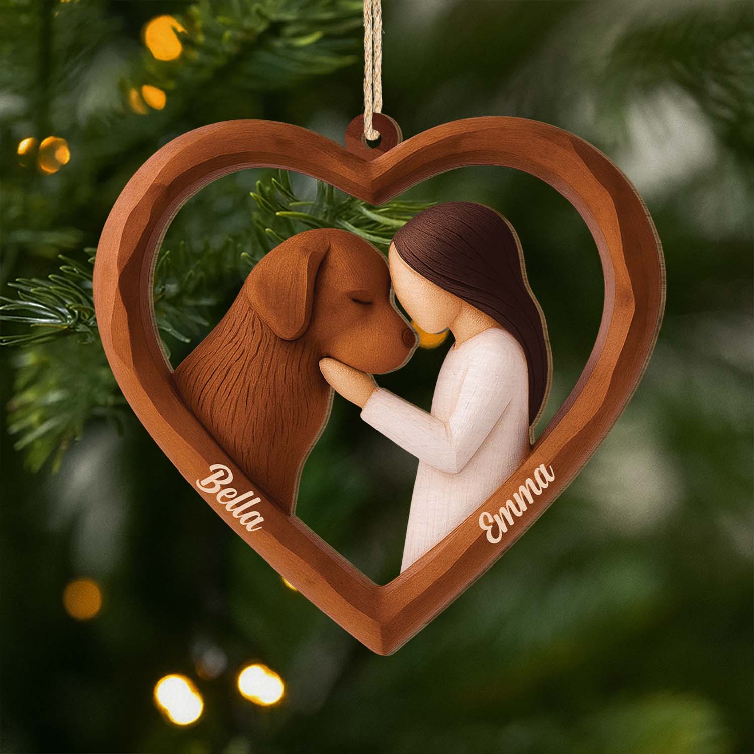 Ornement Noël En Bois À 1 Couche Personnalisé - Mon Petit Cœur Pour Mon Chien