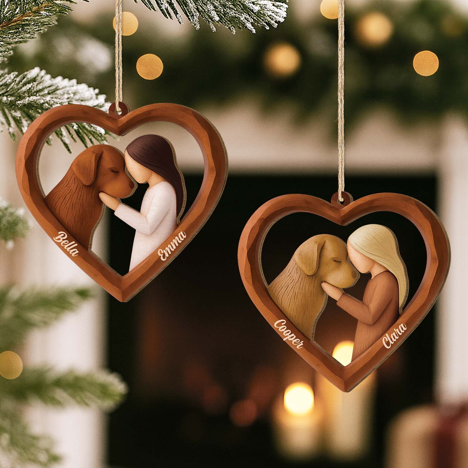 Ornement Noël En Bois À 1 Couche Personnalisé - Mon Petit Cœur Pour Mon Chien - Image 2