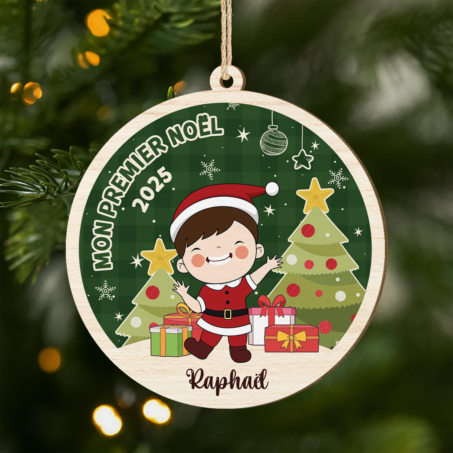 Ornement Noël En Bois À 1 Couche Personnalisé - Mon Premier Noël Enfant