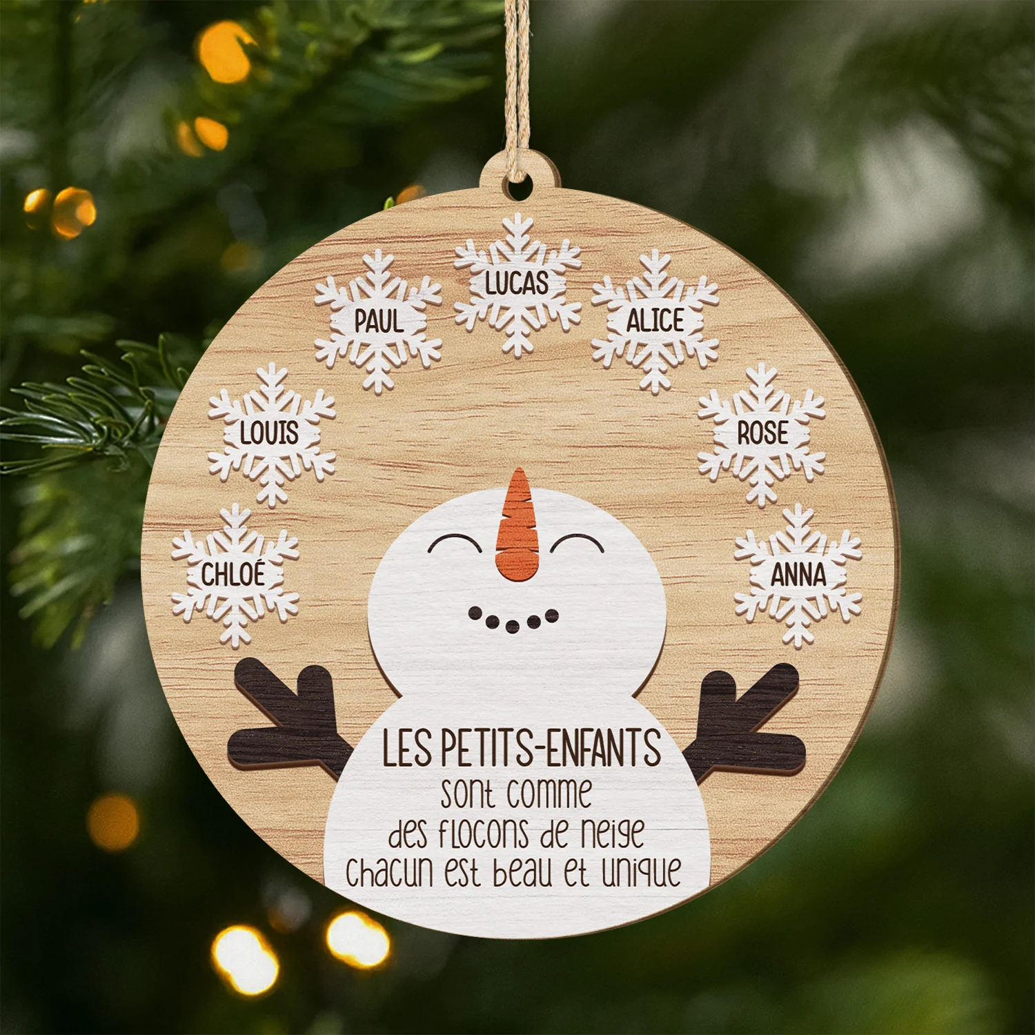 Ornement Noël En Bois À 1 Couche Personnalisé - Petit-enfant Comme Flocon De Neige