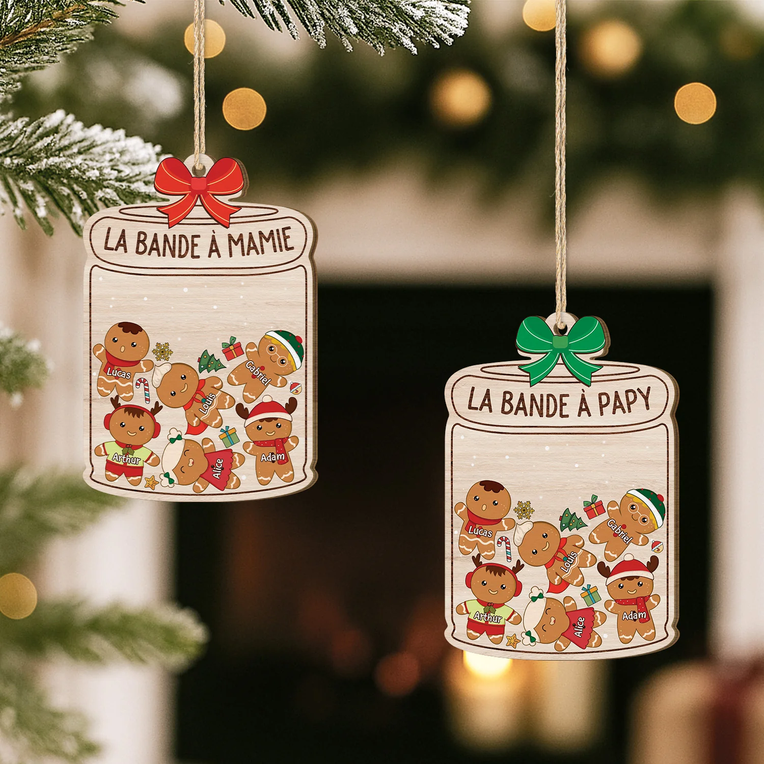 Ornement Noël En Bois À 1 Couche Personnalisé - Pot À Biscuits De Mamie/Papy - Image 2