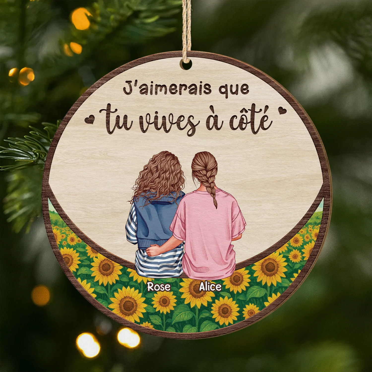 Ornement Noël En Bois À 1 Couche Personnalisé Pour Amie - Vivre À Côté