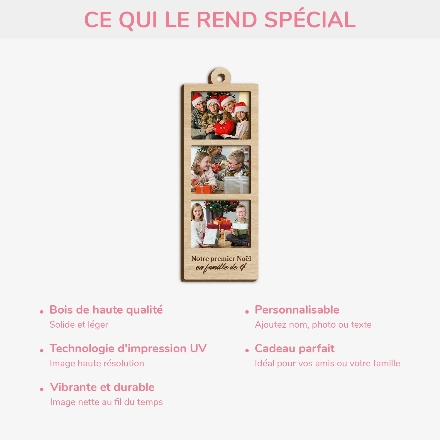 Ornement Noël En Bois À 2 Couches Personnalisé Avec Photo - Photo De Notre Famille - Image 4