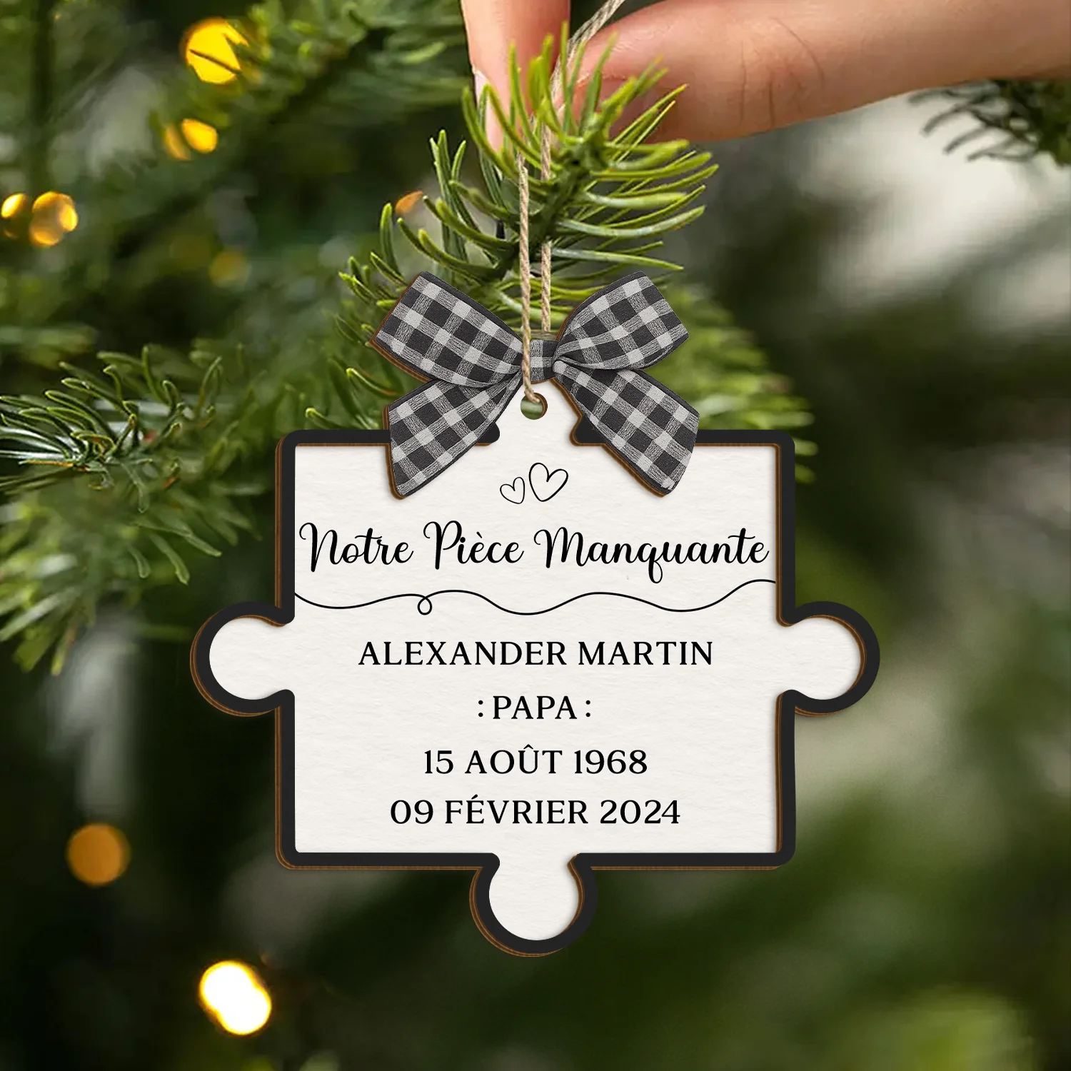 Ornement Noël En Bois À 2 Couches Personnalisé Commémoratif - Notre Pièce Manquante - Image 2