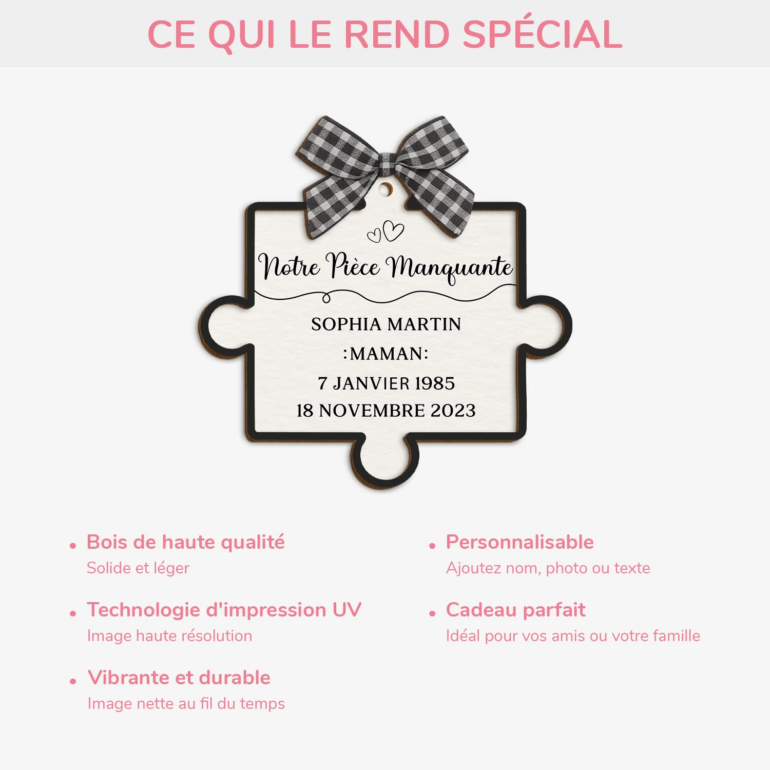 Ornement Noël En Bois À 2 Couches Personnalisé Commémoratif - Notre Pièce Manquante - Image 4