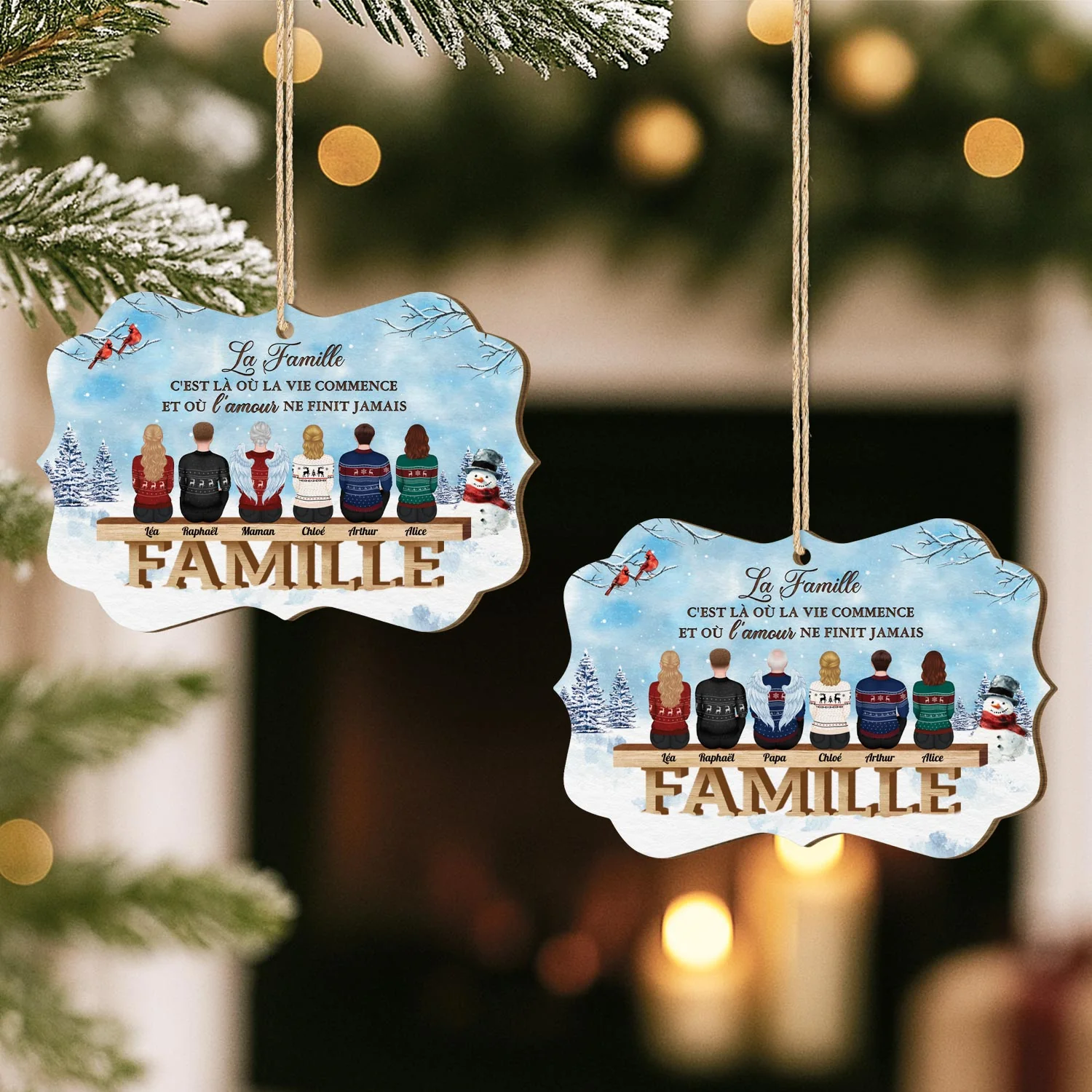 Ornement Noël En Bois À 1 Couche Personnalisé Famille - C'est Là Où La Vie Commence - Image 2