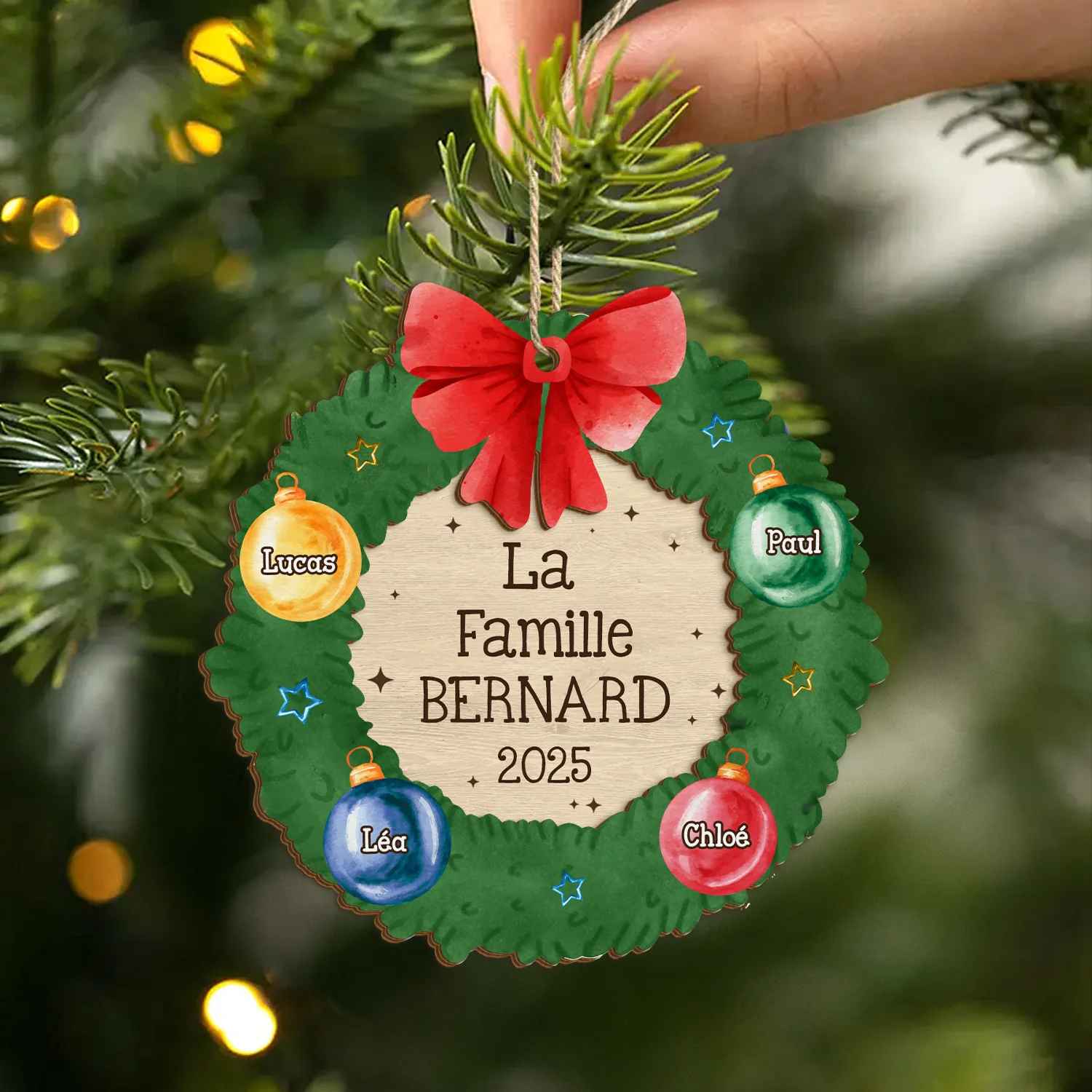 Ornement Noël En Bois À 2 Couches Personnalisé - Ornement Famille - Image 2