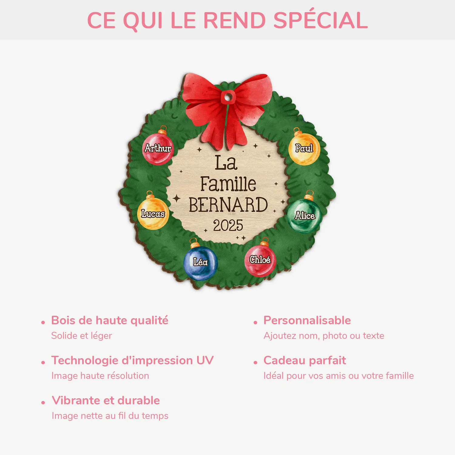 Ornement Noël En Bois À 2 Couches Personnalisé - Ornement Famille - Image 4