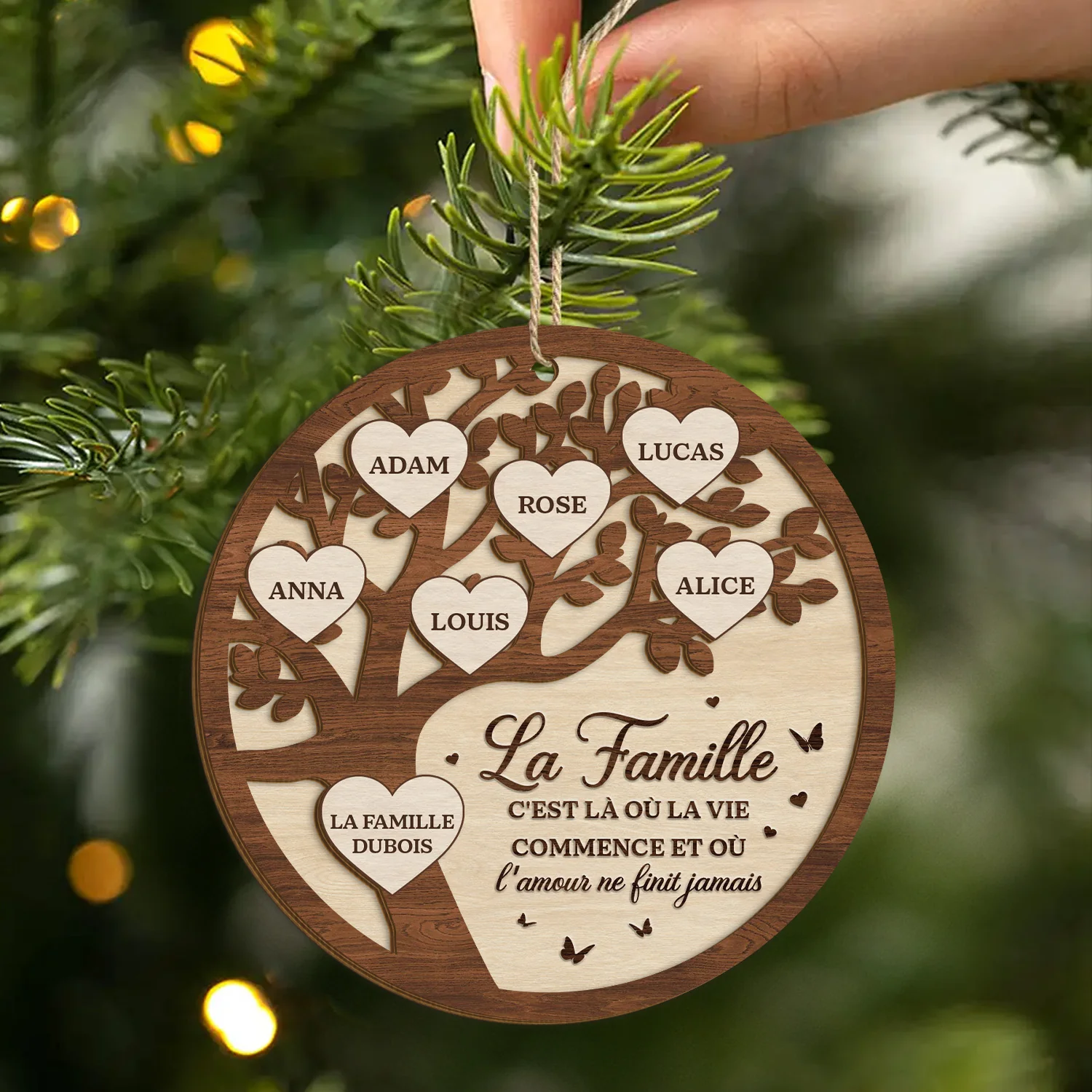 Ornement Noël En Bois À 2 Couches Personnalisé - La Famille - Image 2