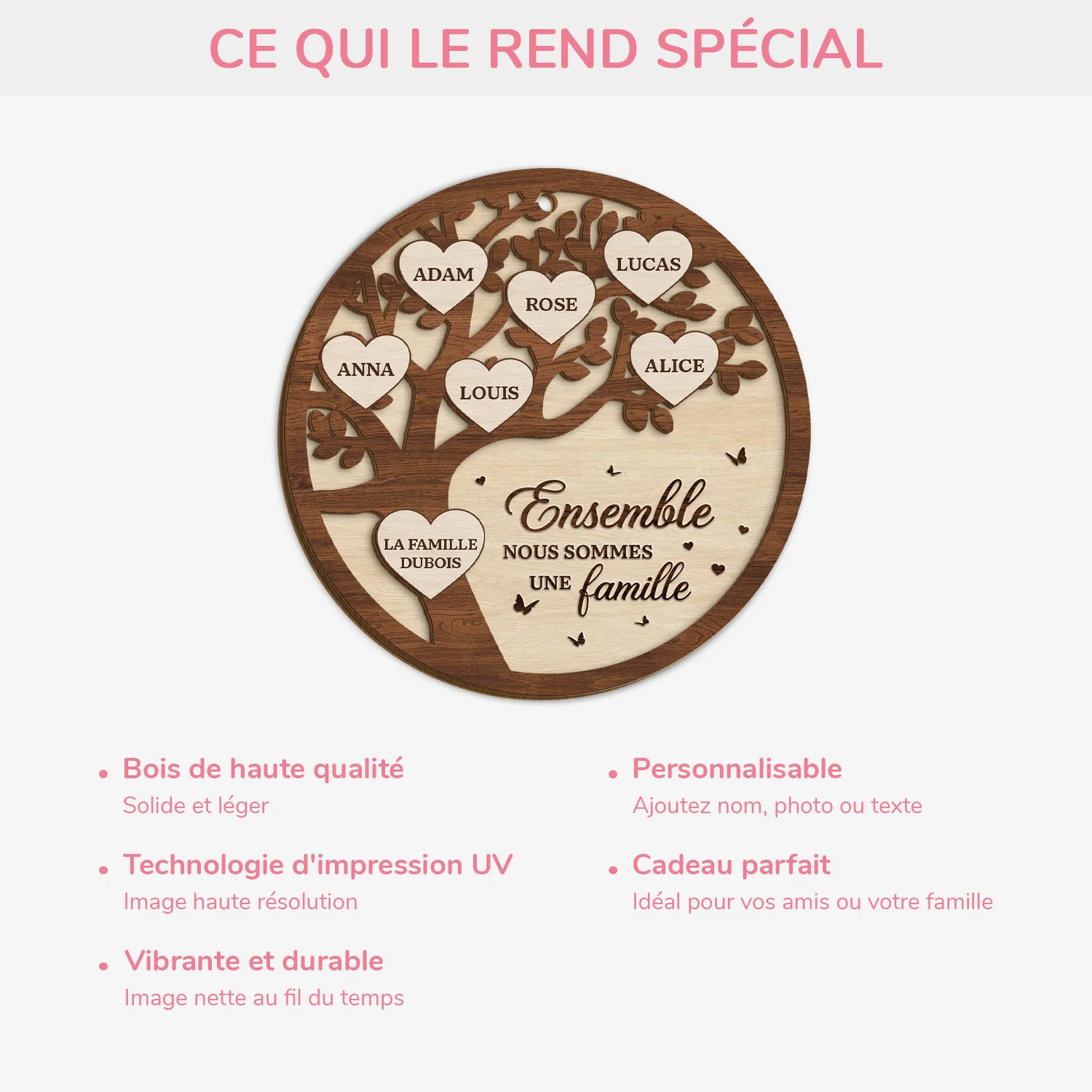 Ornement Noël En Bois À 2 Couches Personnalisé - La Famille - Image 4