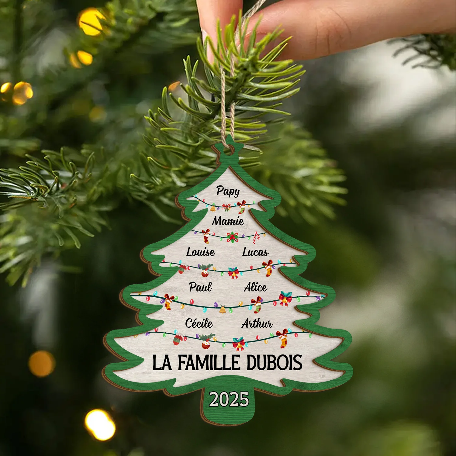 Ornement Noël En Bois À 2 Couches Personnalisé - Membres De Famille - Image 2