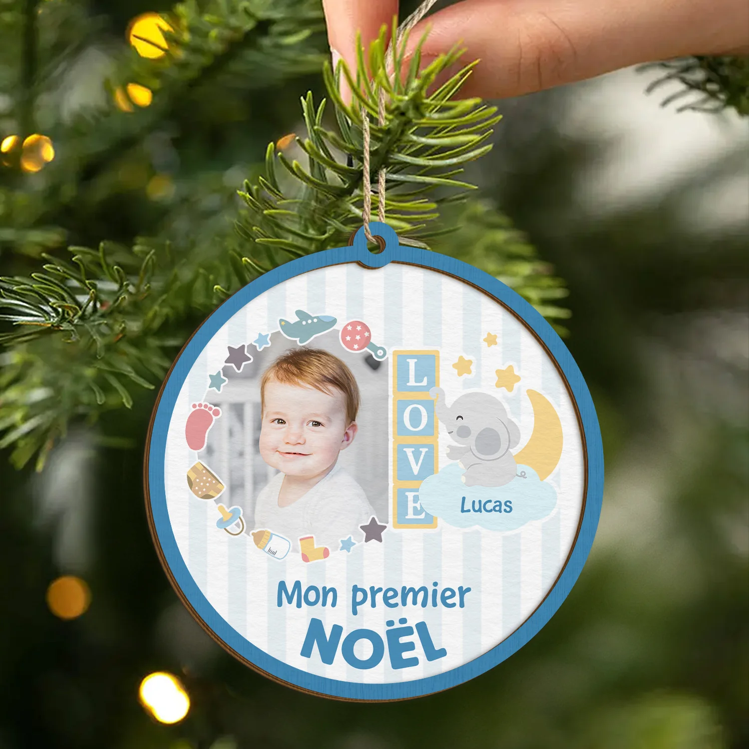 Ornement Noël En Bois À 2 Couches Personnalisé - Mon Premier Noël - Image 2