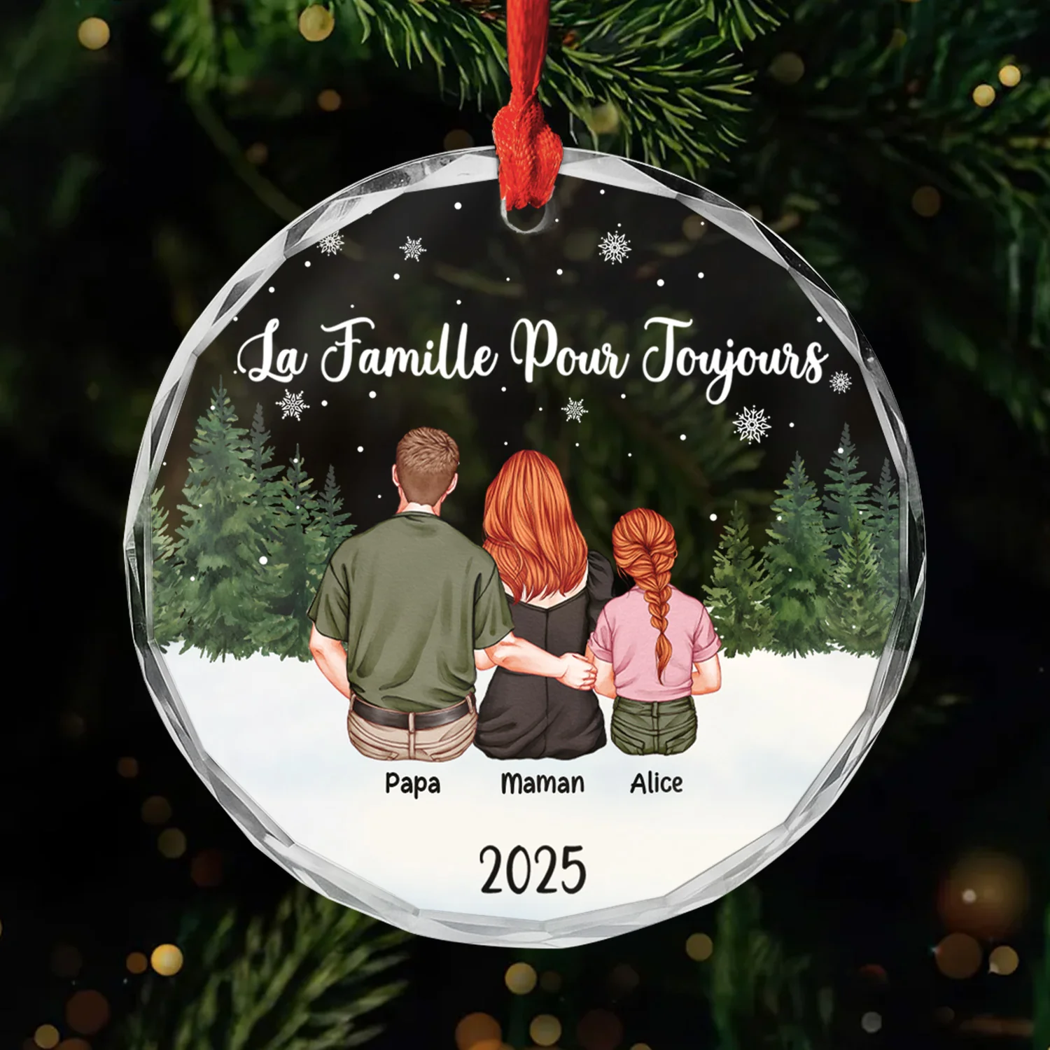 Ornement Noël En Verre Personnalisé Avec Chat Chien - Joyeux Noël À Ma Famille